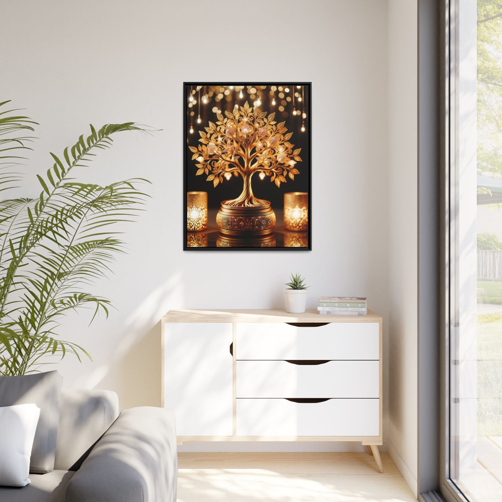 Printify Canvas Tableau Dorée Arbre De vie, Scintillant