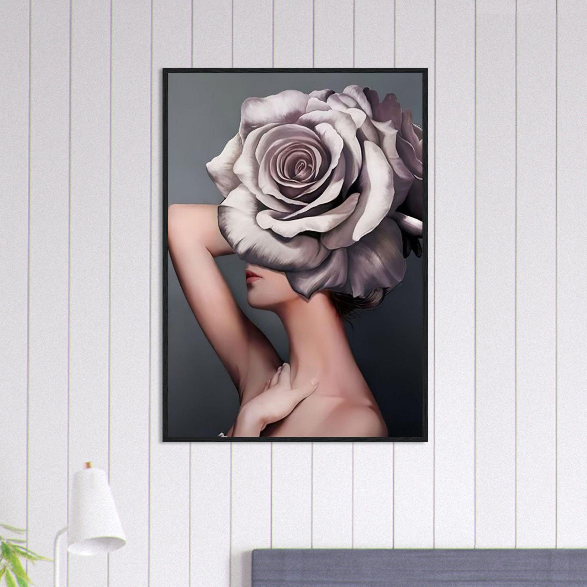 Tableau Femme Fleurs Cheveux Violet Et Blanc