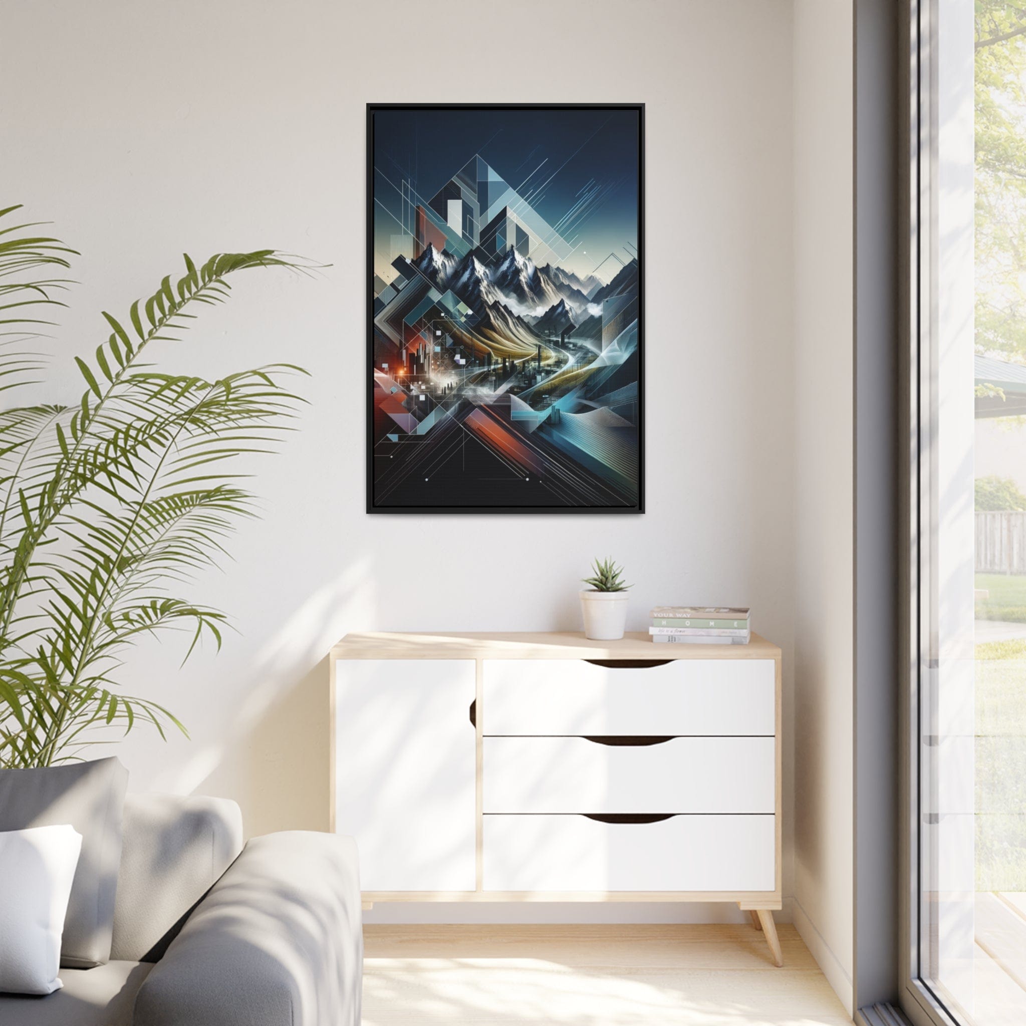 Printify Canvas Tableau "Émerveillement des sommets contemporains : un tableau moderne de montagnes"