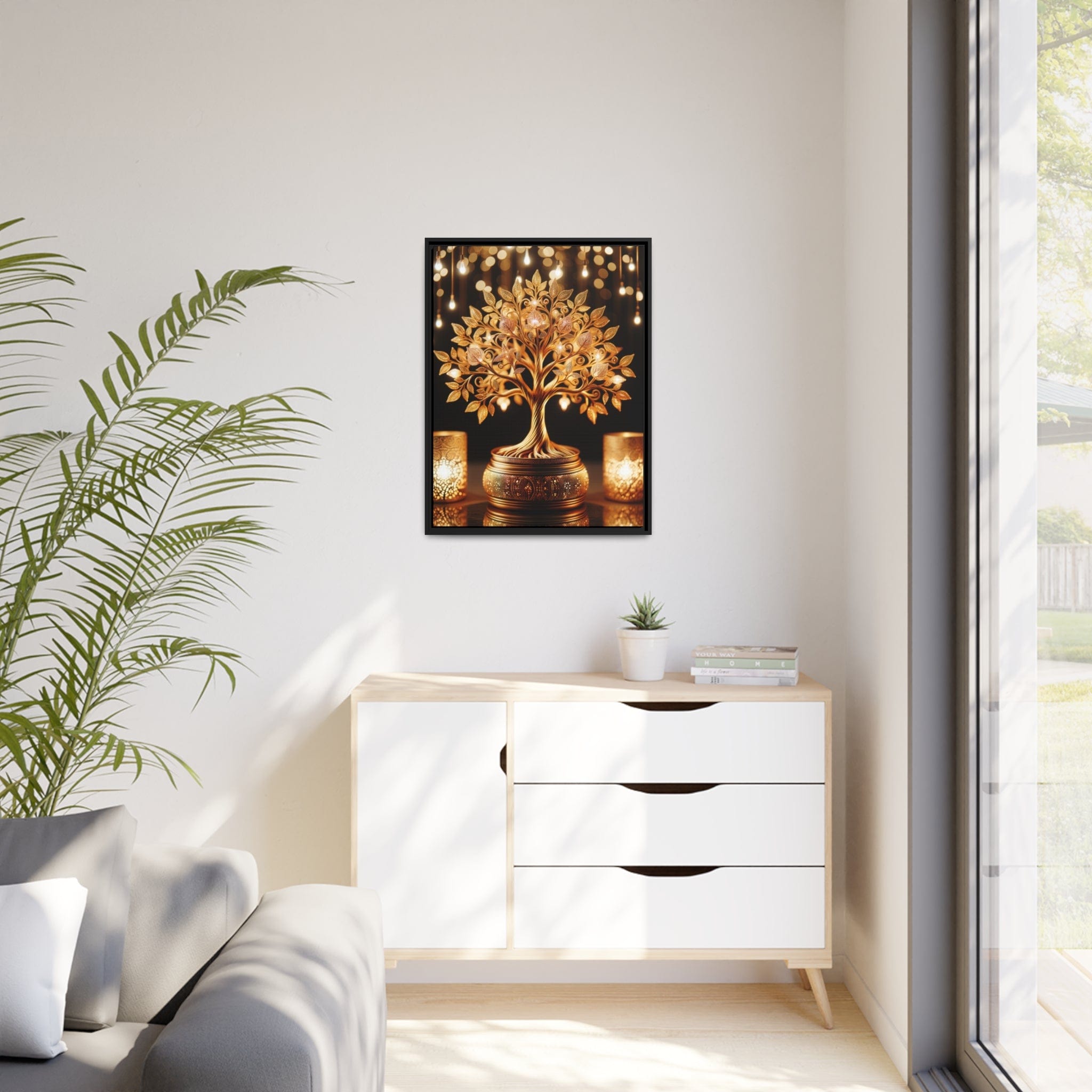 Printify Canvas Tableau Dorée Arbre De vie, Scintillant