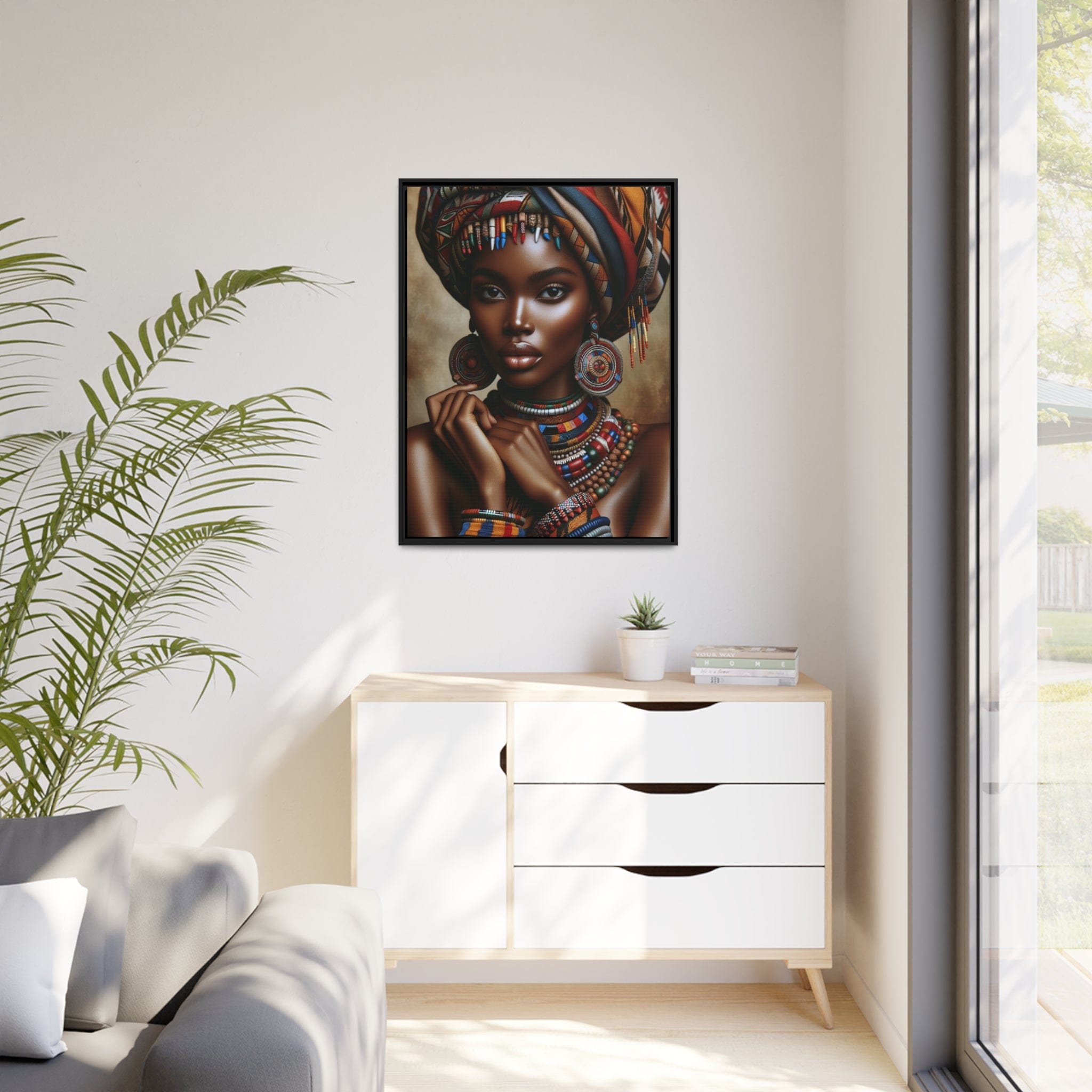 Printify Canvas Tableau "La beauté africaine au féminin : un tableau vibrant de couleurs et d'émotions"