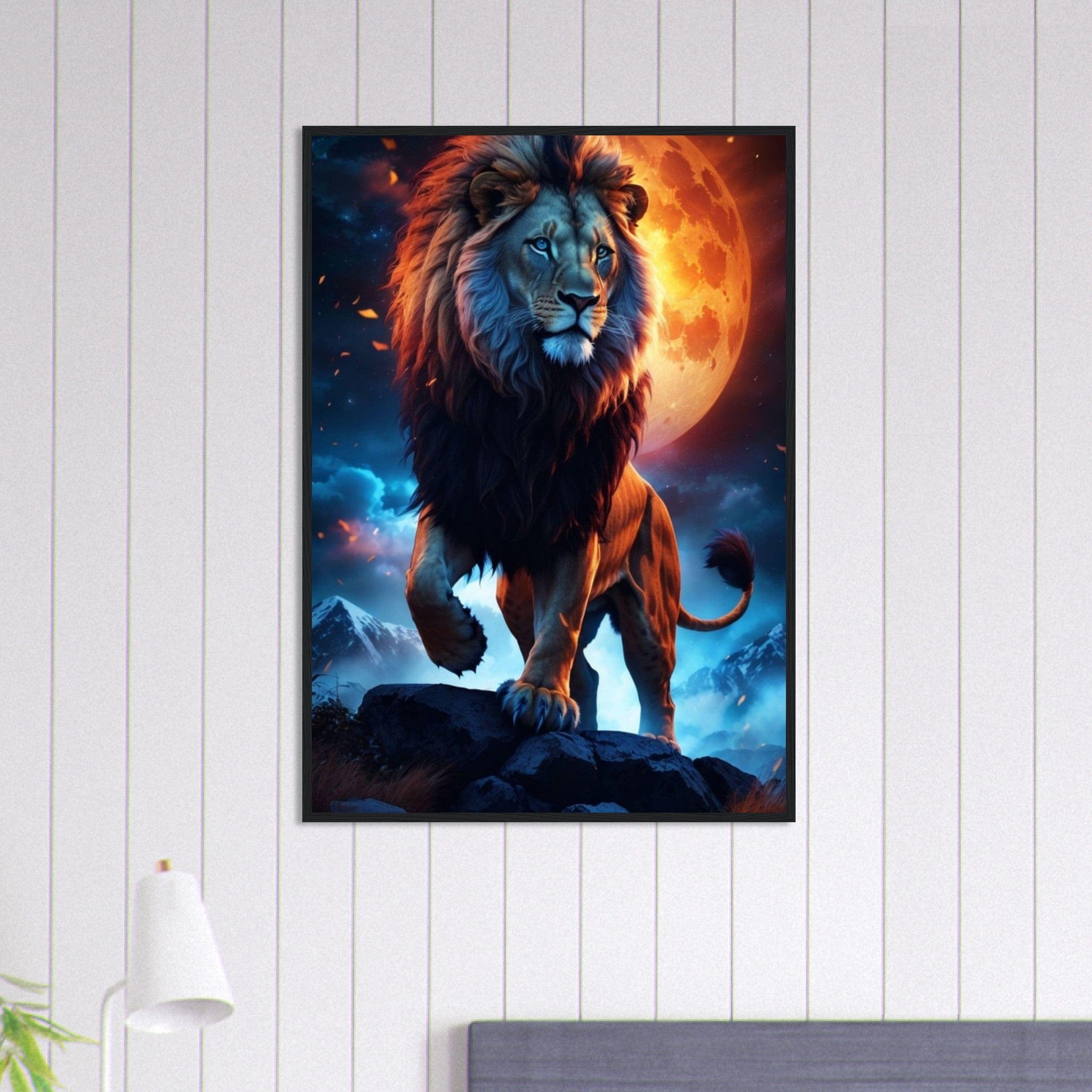 Canvanation Print Material 70x100 cm / 28x40″ Tableau Lion Couleur Bleu