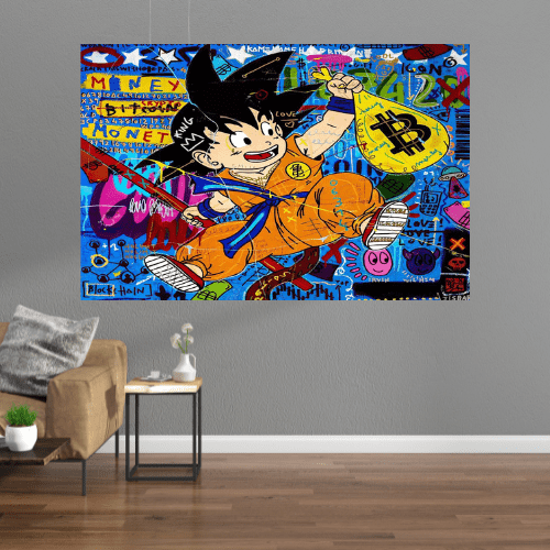 Poster Street Art Dragon Ball Z Sangoku Bitcoin