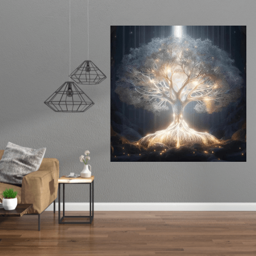 Tableau Harmonie en Blanc: L'Arbre de Vie Canvanation