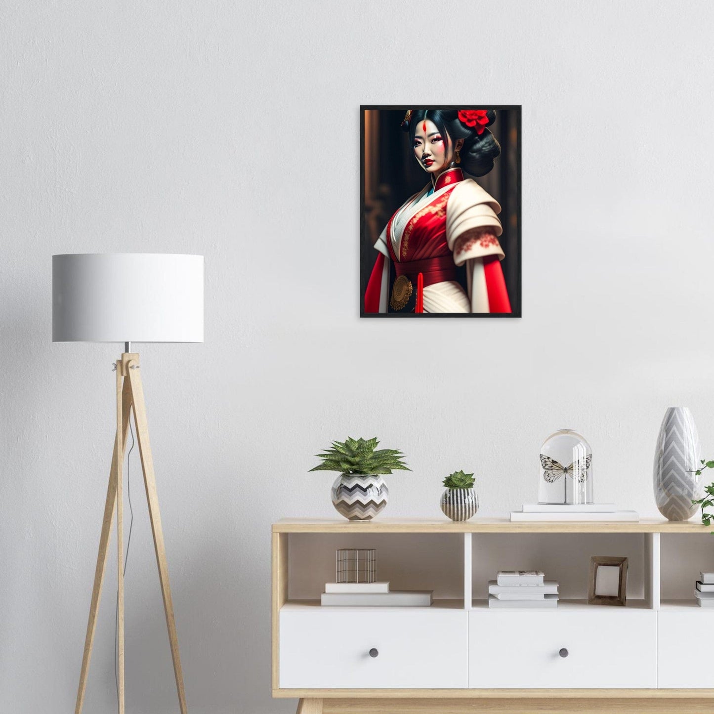 Tableau Japon Geisha En Rouge Et Blanc Canvanation