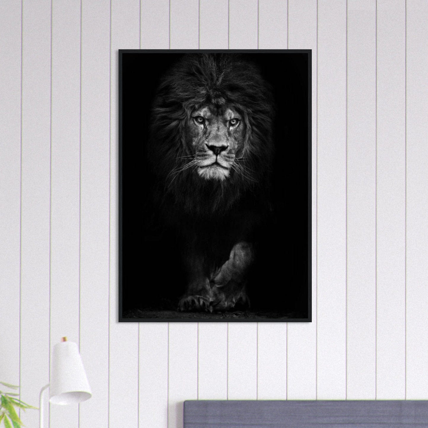 Tableau Lion Street Art Avec Couronne Noir Blanc