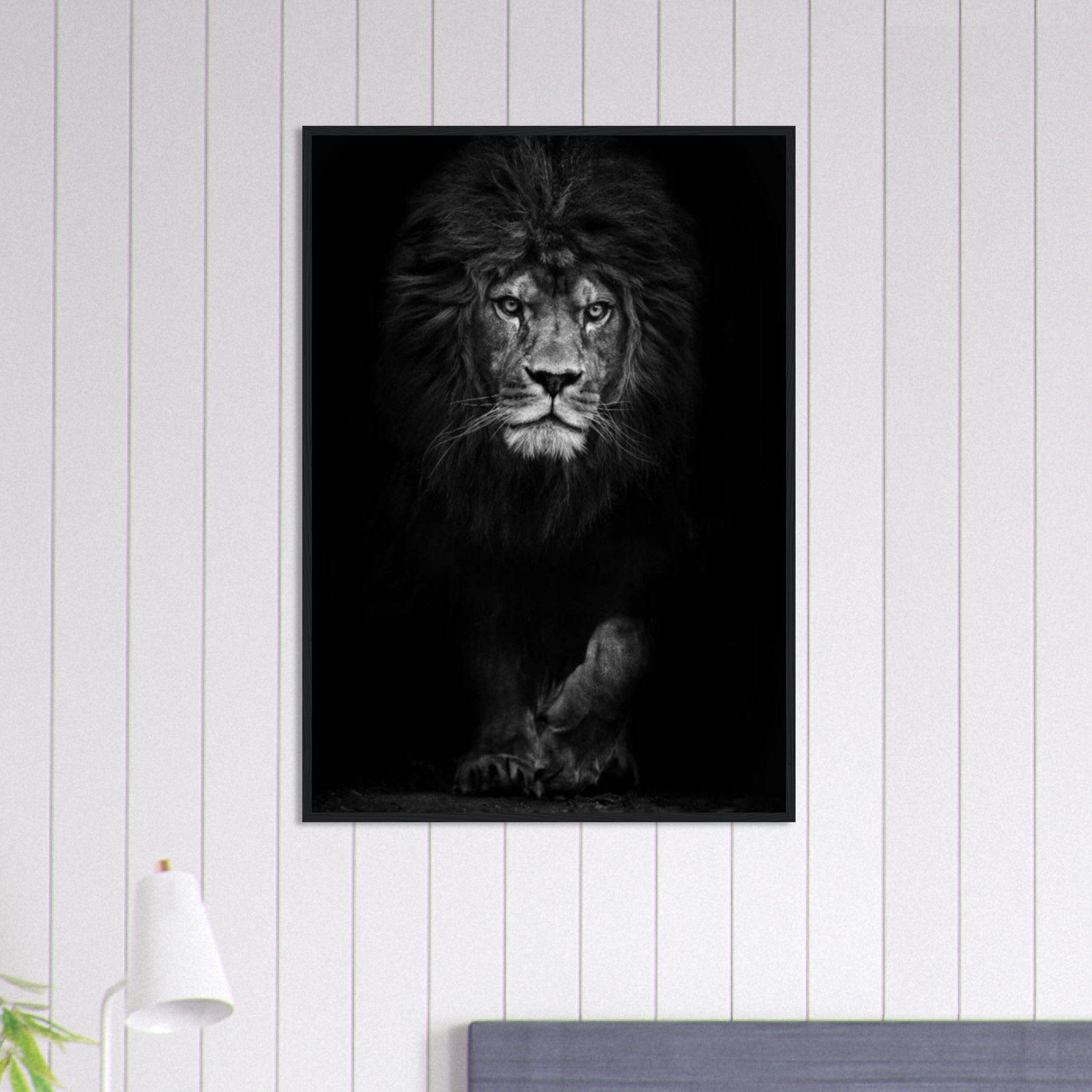 Canvanation Print Material 70x100 cm / 28x40″ Tableau Lion Street Art Avec Couronne Noir Blanc