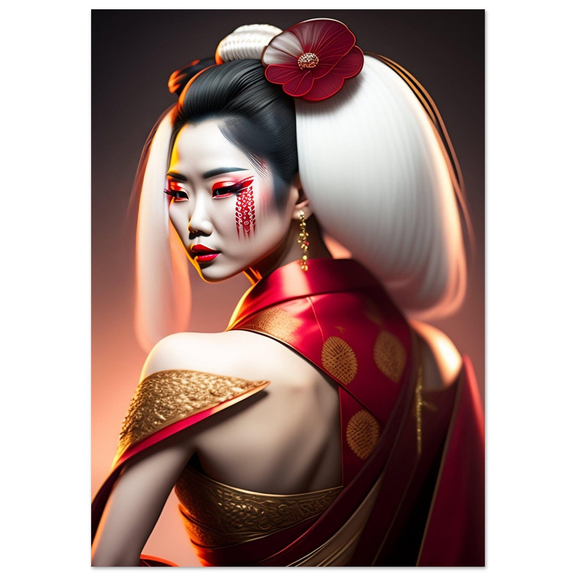 Poster Geisha Japon Long Cheveux Canvanation