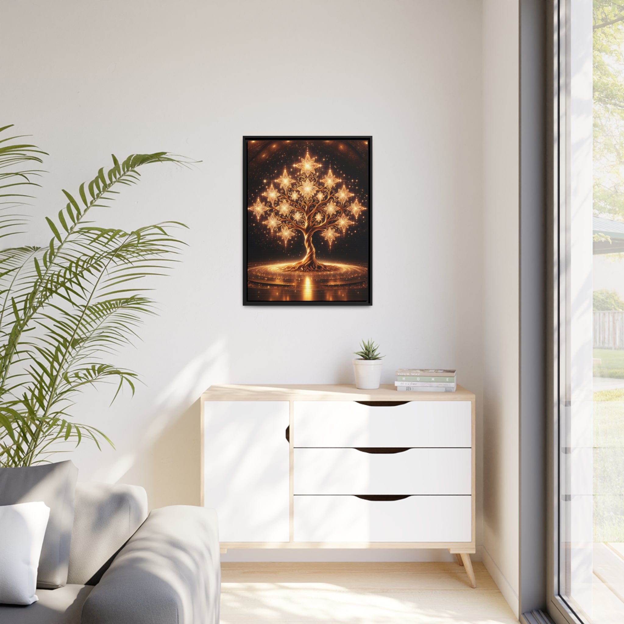 Printify Canvas Tableau Arbre De Vie Nuance D'or