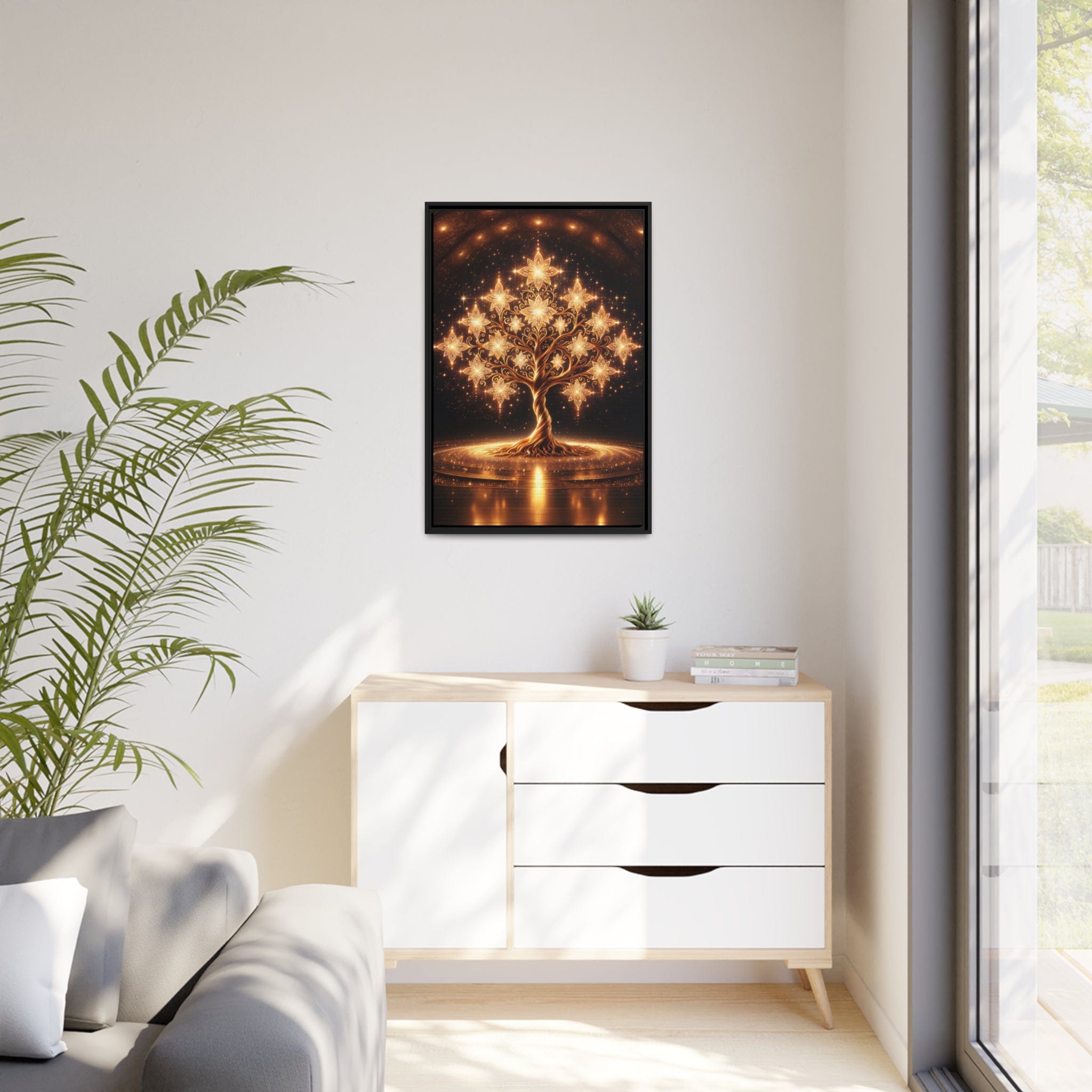 Printify Canvas Tableau Arbre De Vie Nuance D'or