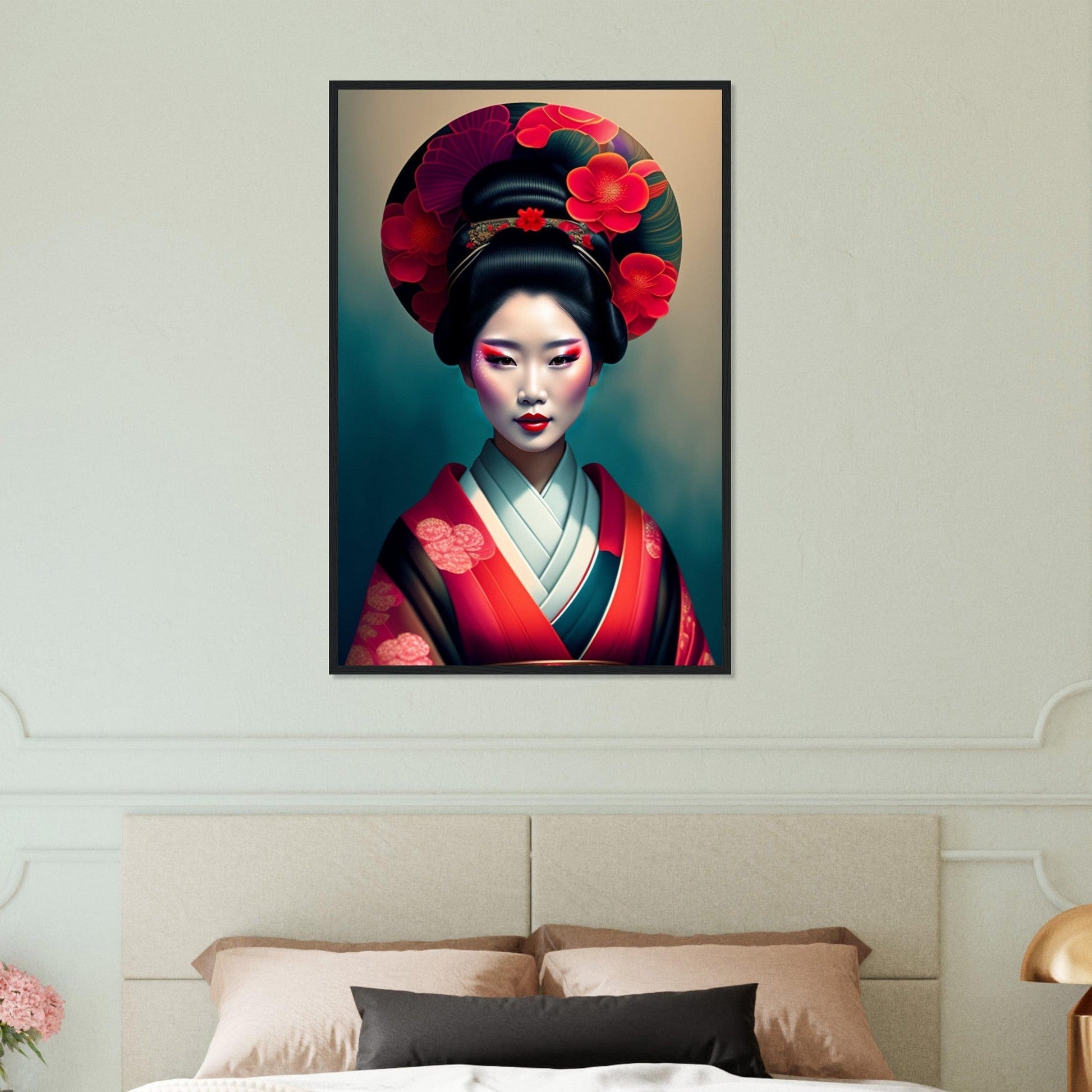 Tableau Japon Geisha Kimono Fleurs Canvanation