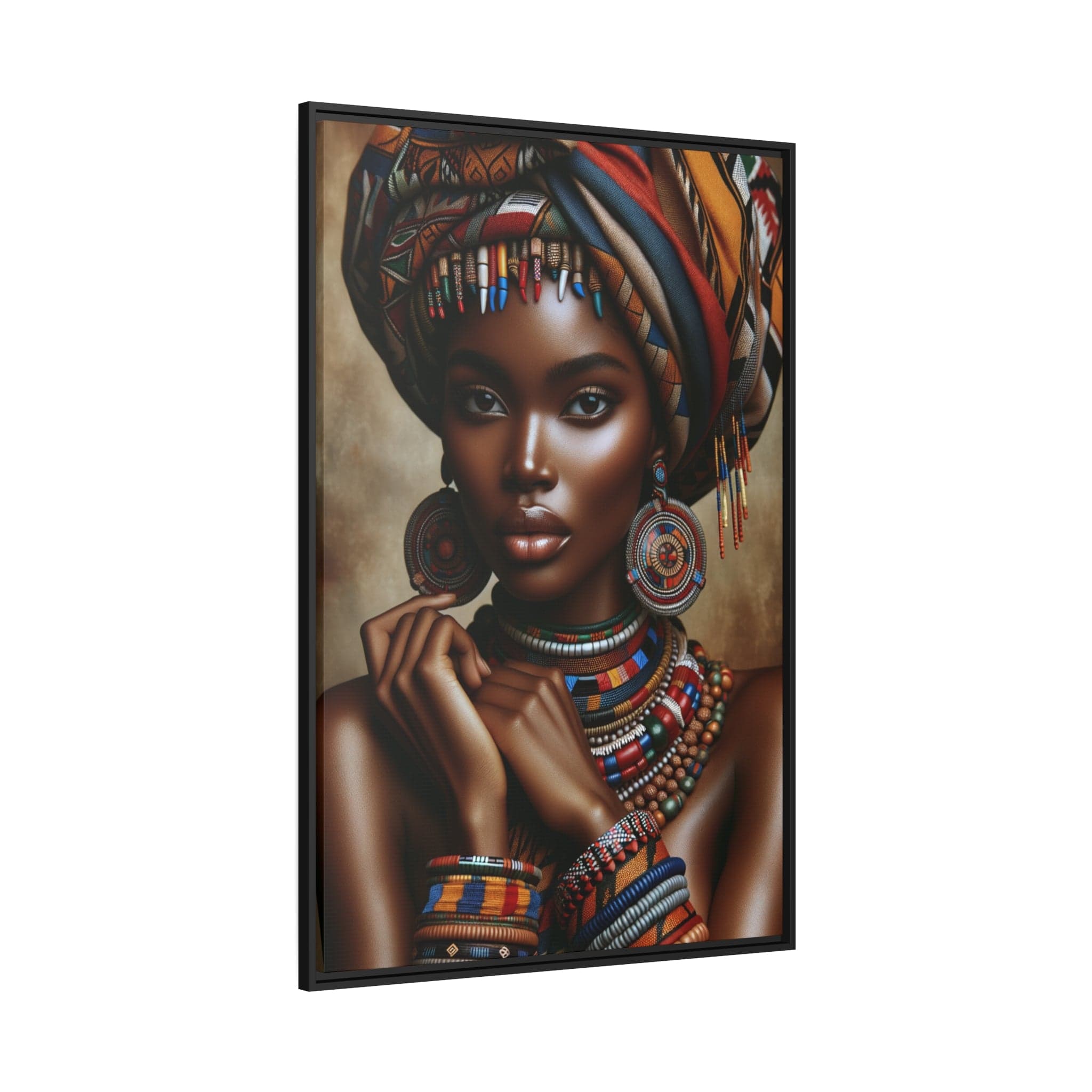 Printify Canvas Tableau "La beauté africaine au féminin : un tableau vibrant de couleurs et d'émotions"