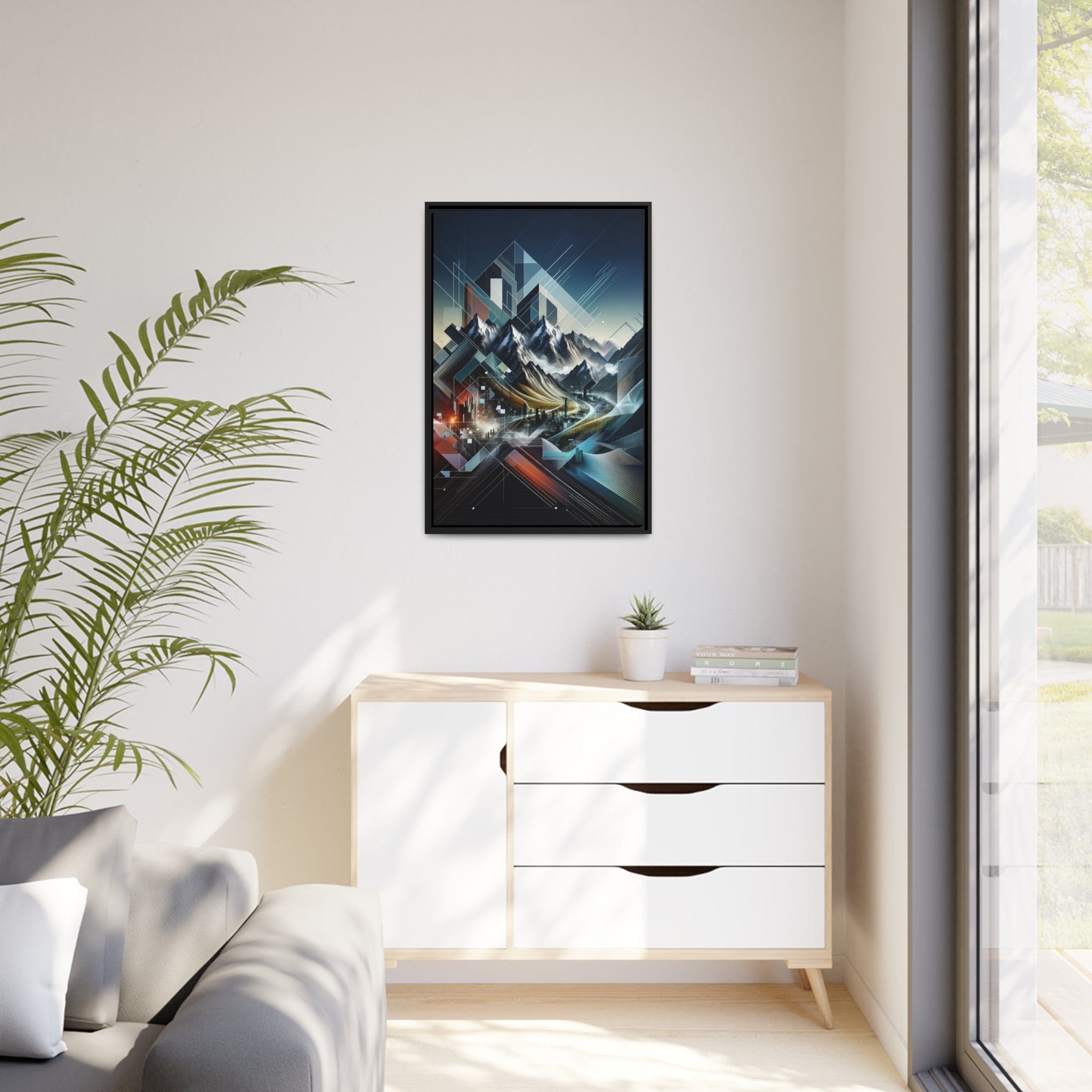 Printify Canvas Tableau "Émerveillement des sommets contemporains : un tableau moderne de montagnes"