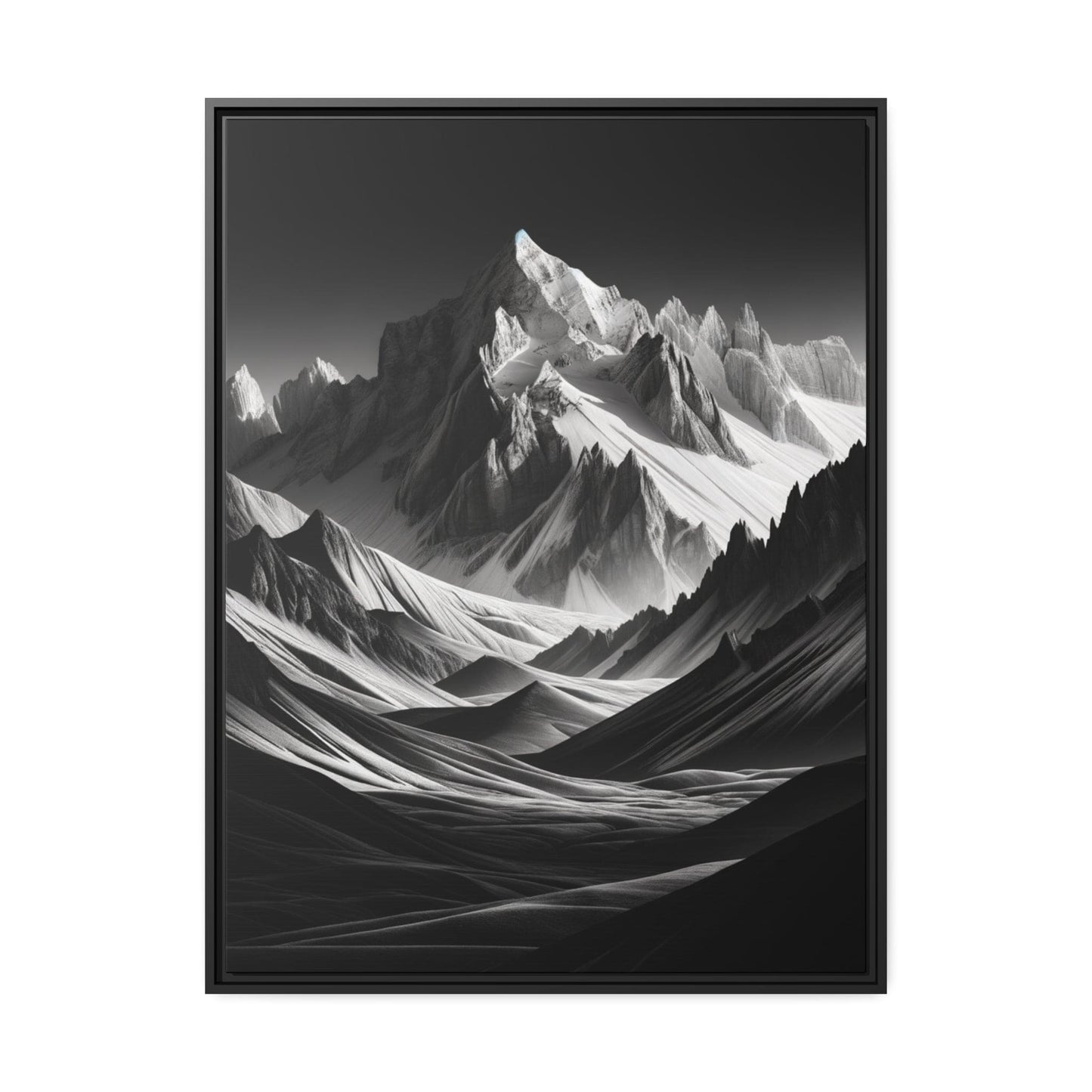 Tableau "Contraste majestueux : Le paysage montagneux en noir et blanc" Canvanation