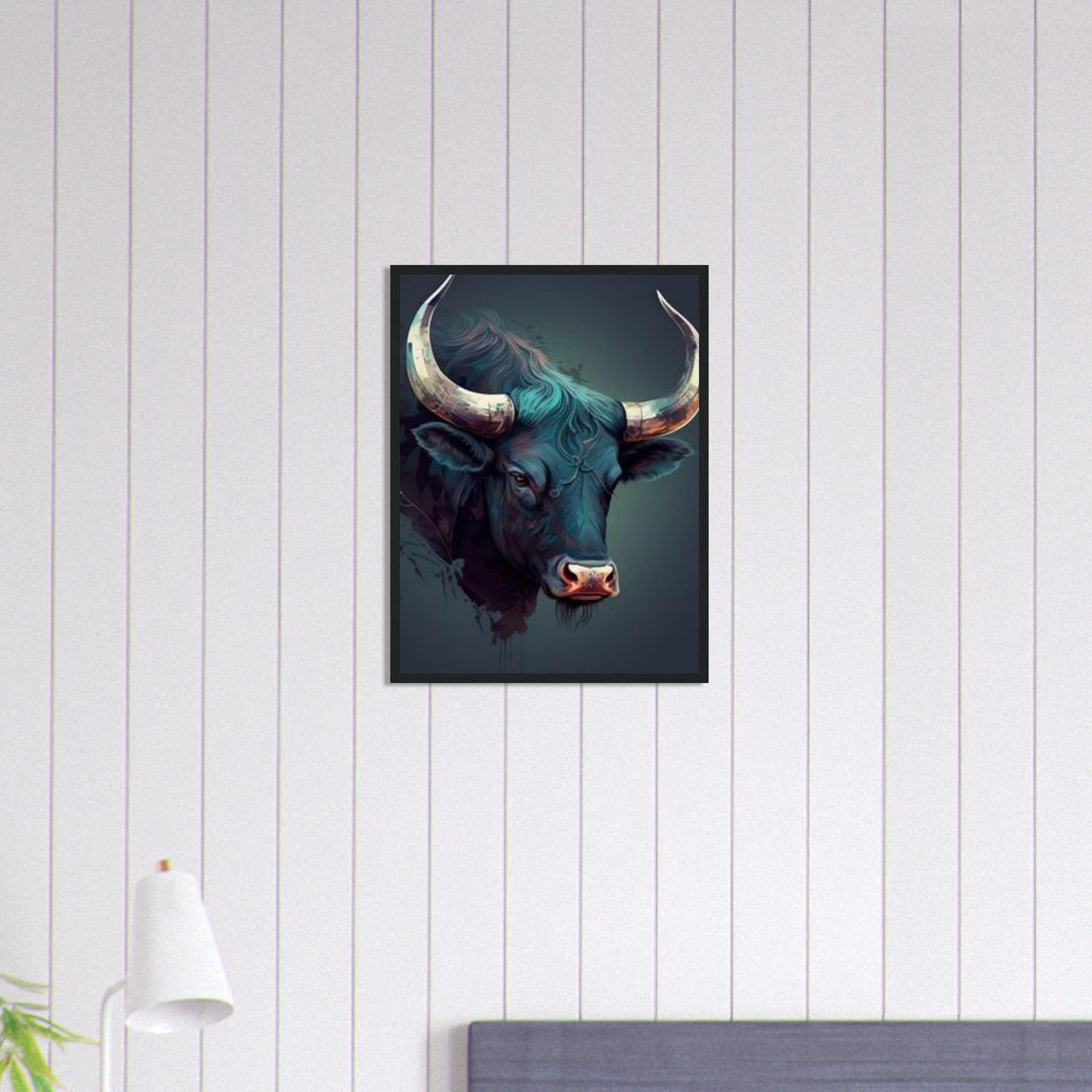 Canvanation Print Material Tableau Vache Taureau Bleu