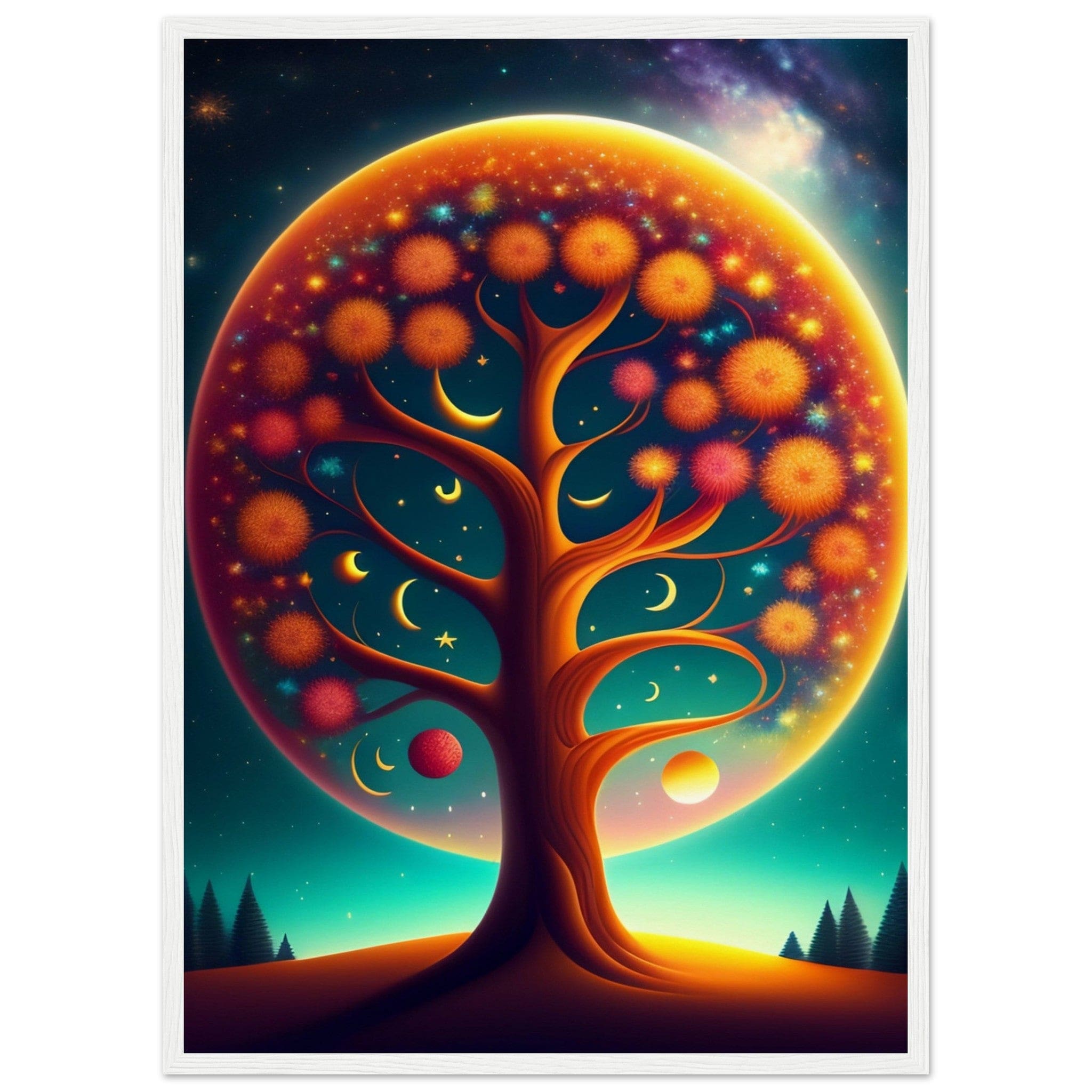 Canvanation Print Material 50x70 cm / 20x28″ / Blanc Tableau Arbre De Vie Épanouissement Citadin