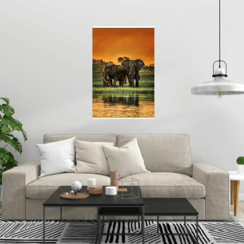 Tableau Savane Africaine Elephant