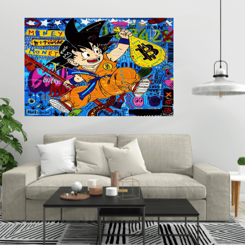 Poster Street Art Dragon Ball Z Sangoku Bitcoin