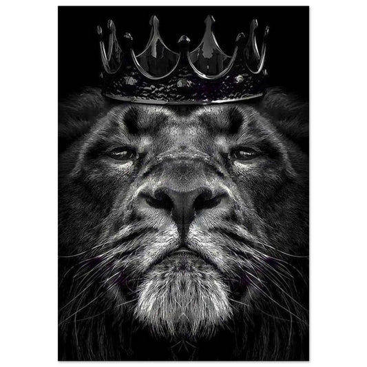 Poster Lion Courrone Noir Et Blanc