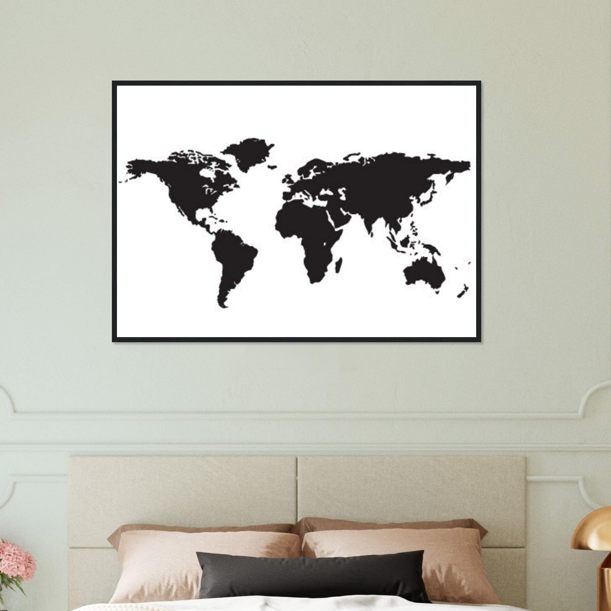 Tableau Planisphere Du Monde - Fond Noir Canvanation