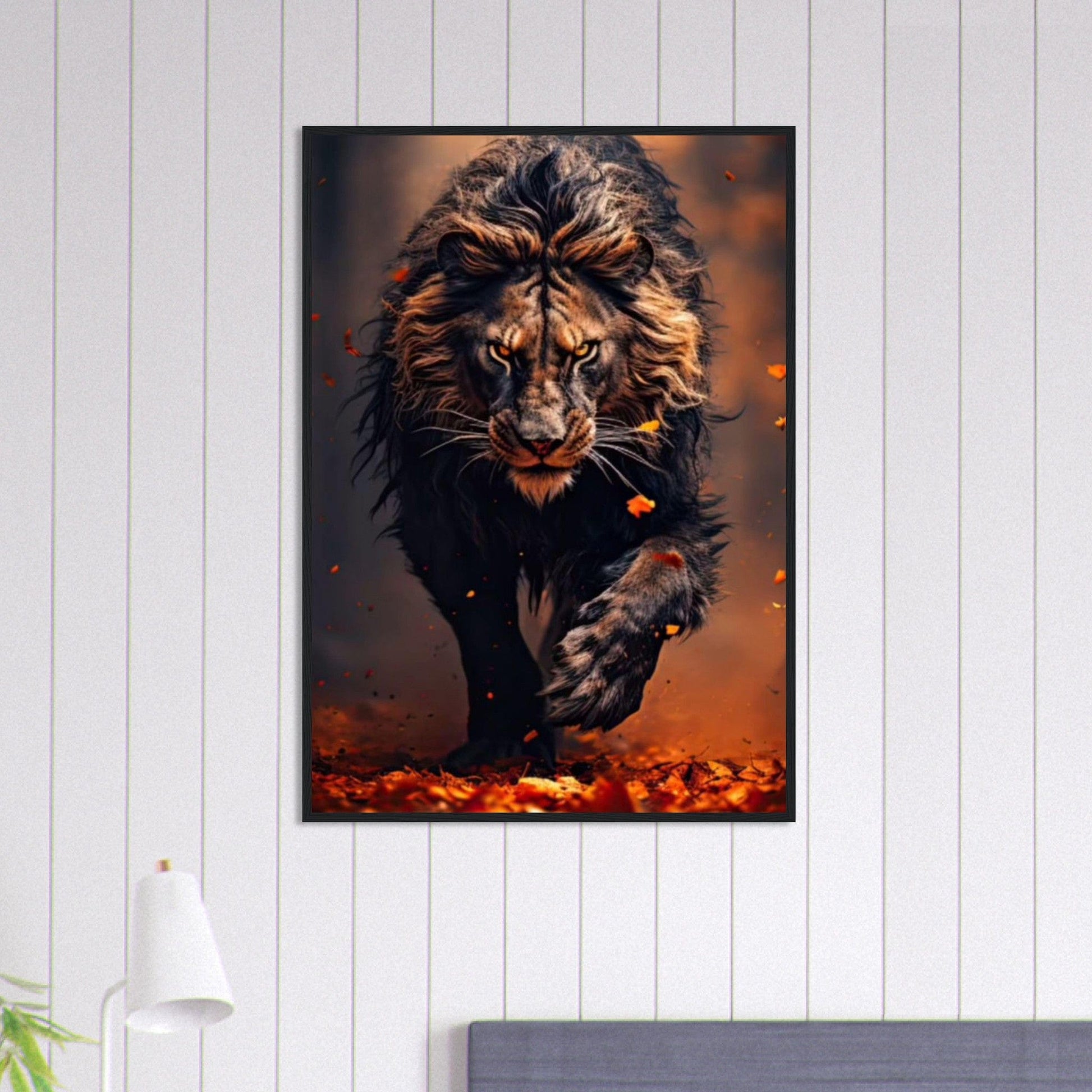 Tableau Lion Feu Orange