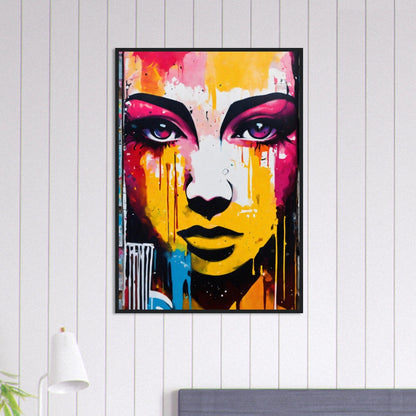 Tableau Street Art Peinture Femme Jaune