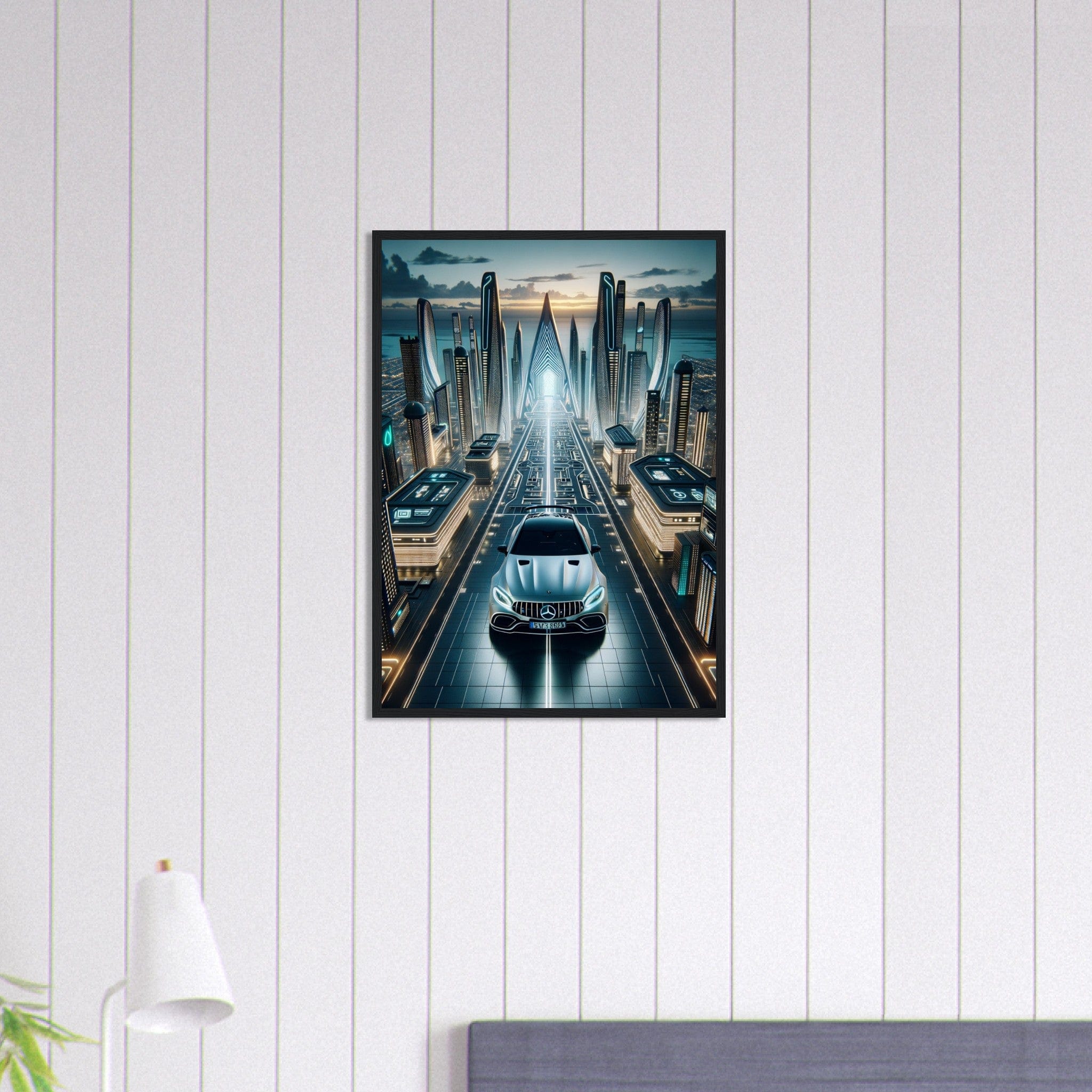 Canvanation Print Material 50x70 cm / 20x28″ Tableau Voiture Mercedes Benz C63 Amg, Ville futuriste