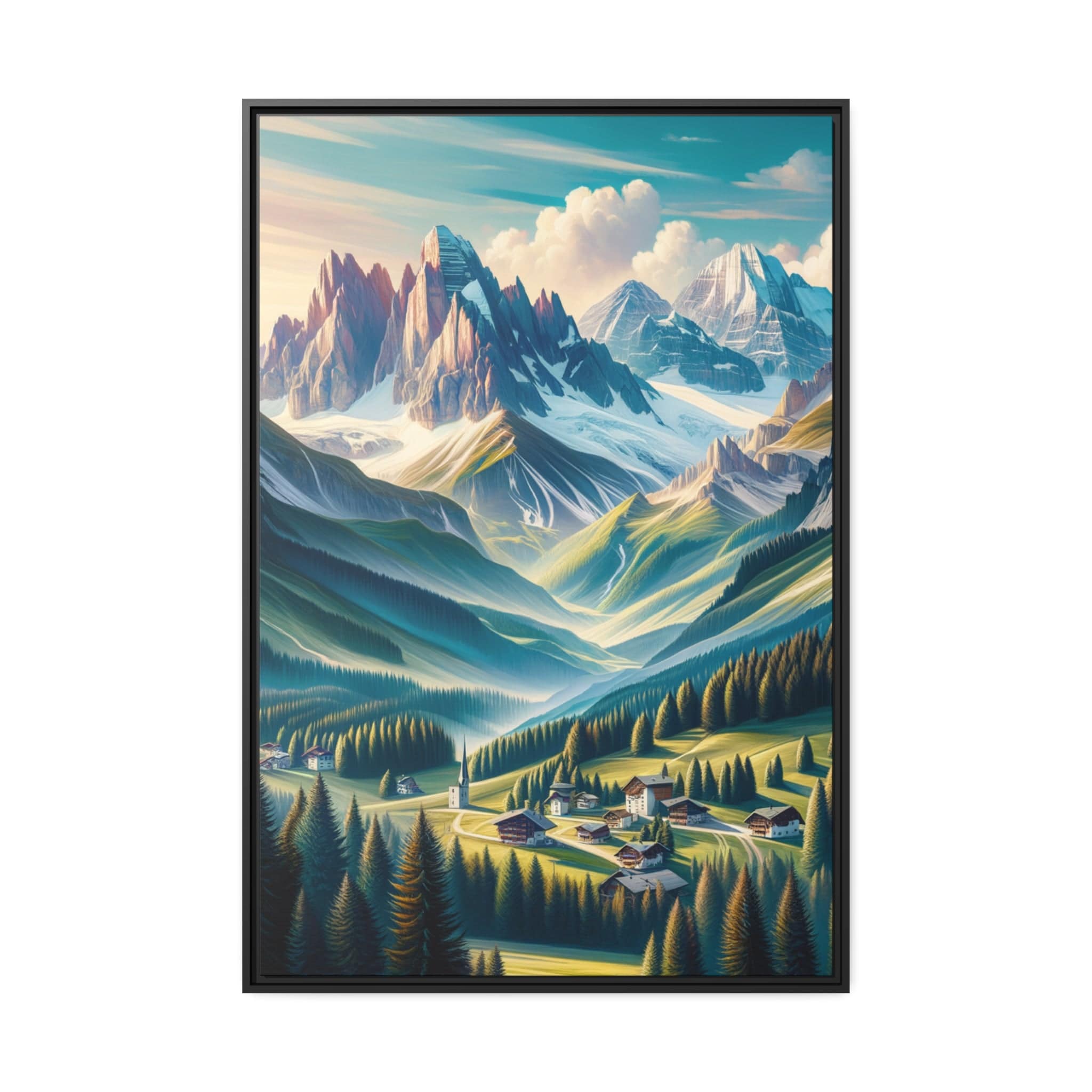 Printify Canvas 81.30 Cm″ x 121.90 Cm″ (Vertical) Tableau "Émerveillement alpin : Un tableau vibrant des sommets majestueux des Alpes"