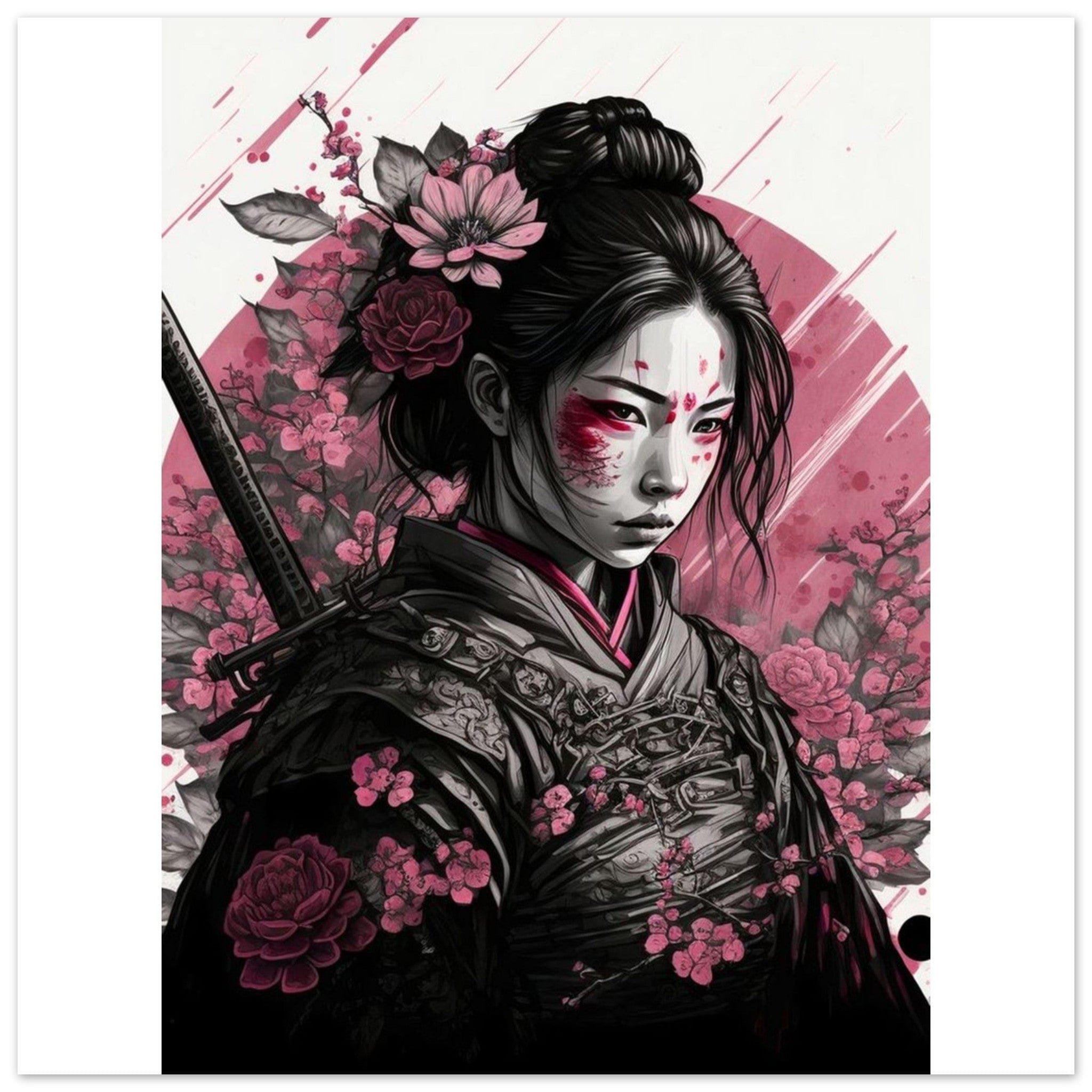 Canvanation Print Material 45x45 cm / 18x18″ Poster Japon Geisha En Rouge Et Blanc