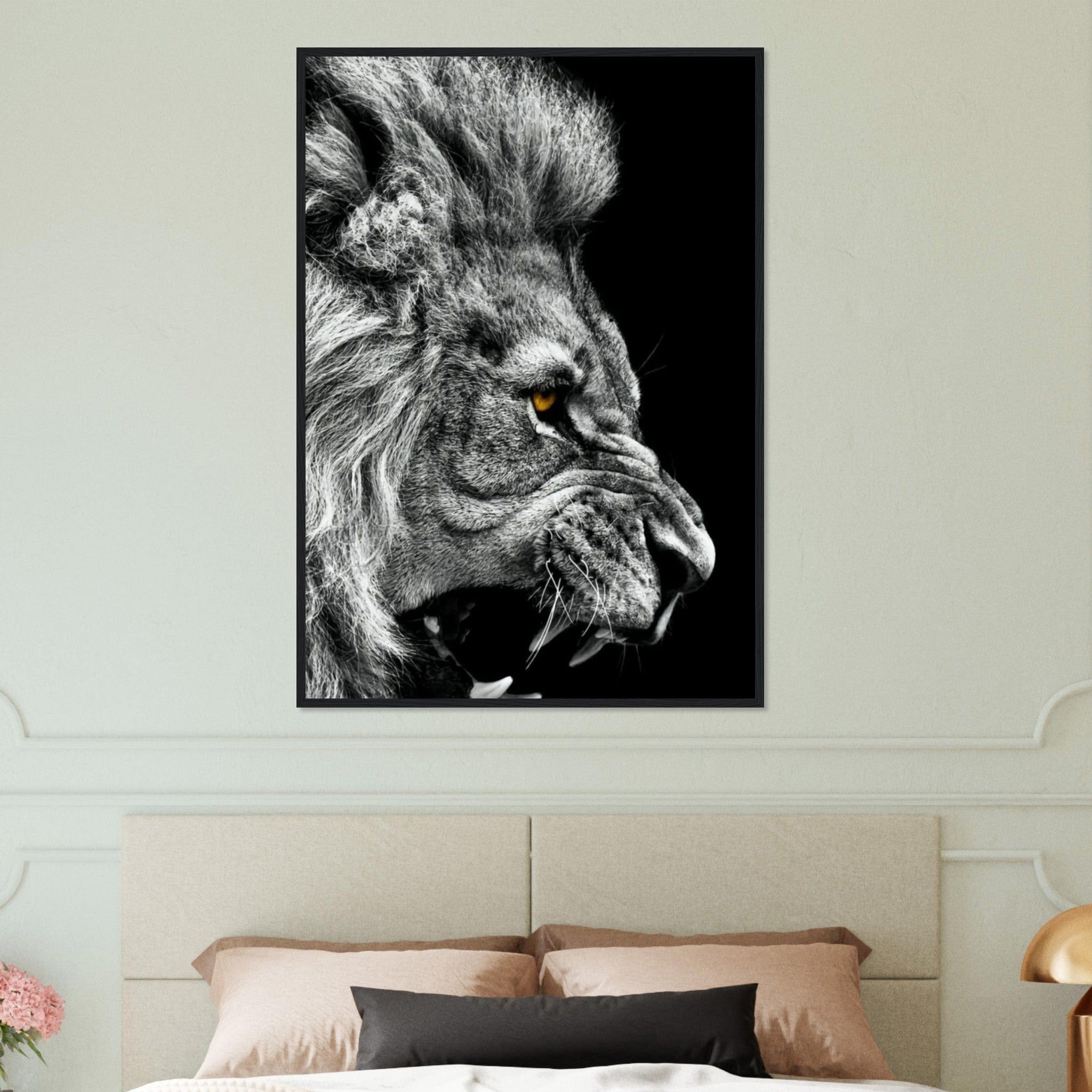 Canvanation Print Material Tableau Street Art Lion Noir Et Blanc