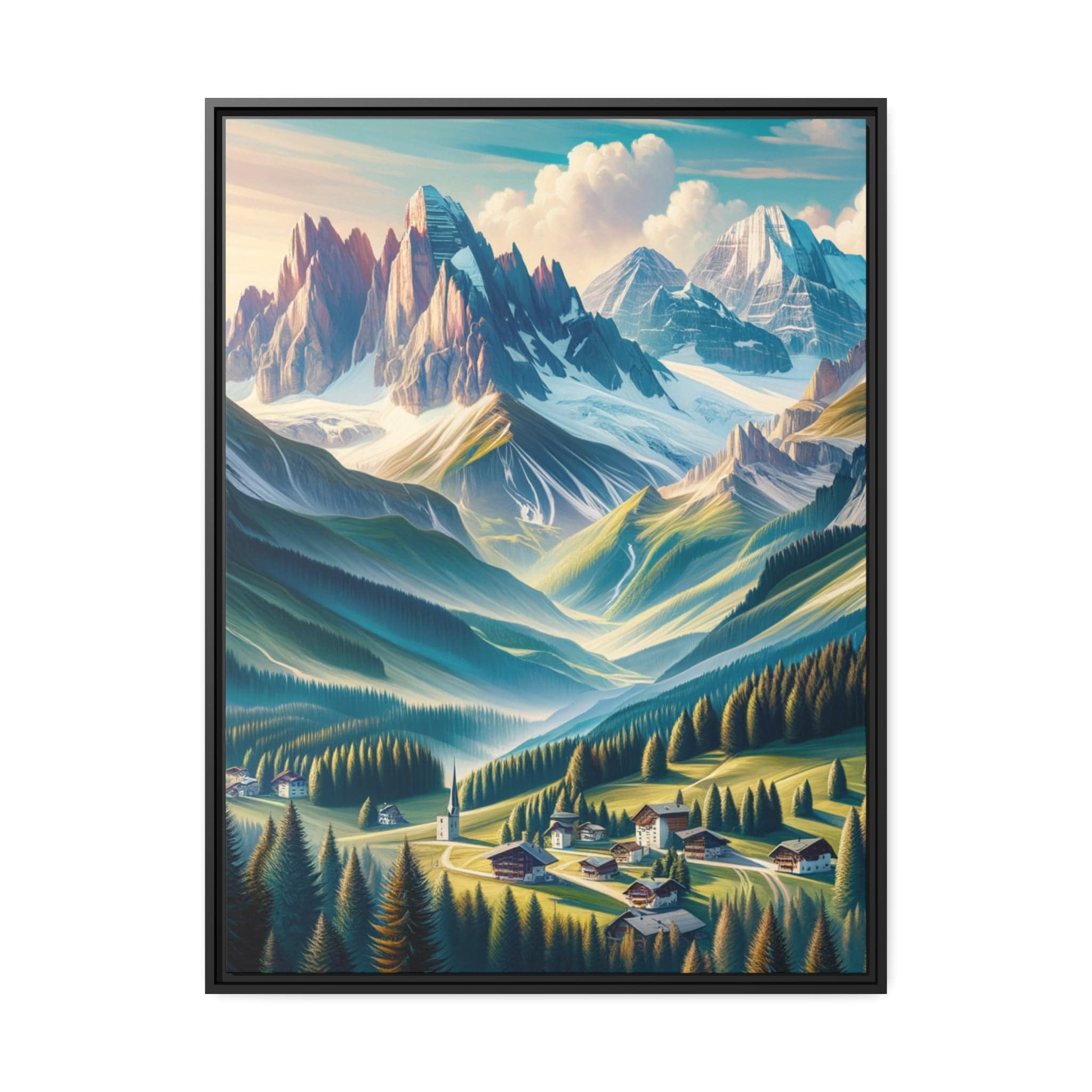 Printify Canvas 76.20 Cm" x 101.60 Cm" (Vertical) Tableau "Émerveillement alpin : Un tableau vibrant des sommets majestueux des Alpes"