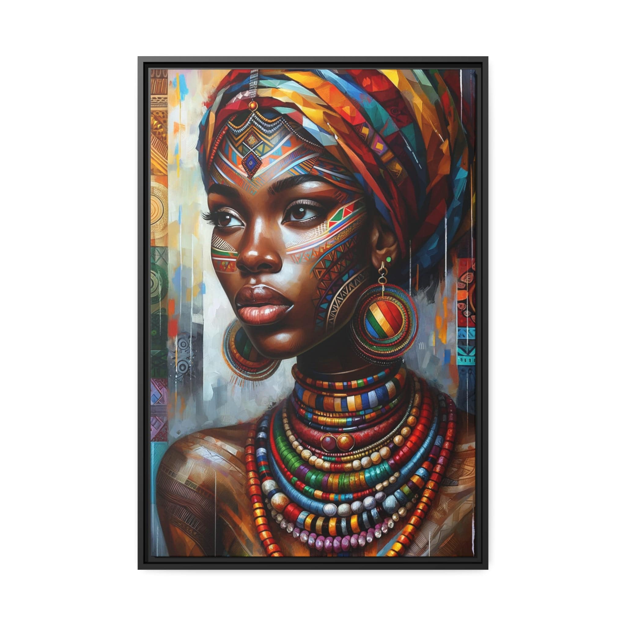 Printify Canvas 61.00 Cm″ x 91.40 Cm″ (Vertical) Tableau "Portrait de la grâce féminine africaine : célébration de la beauté et de la puissance"