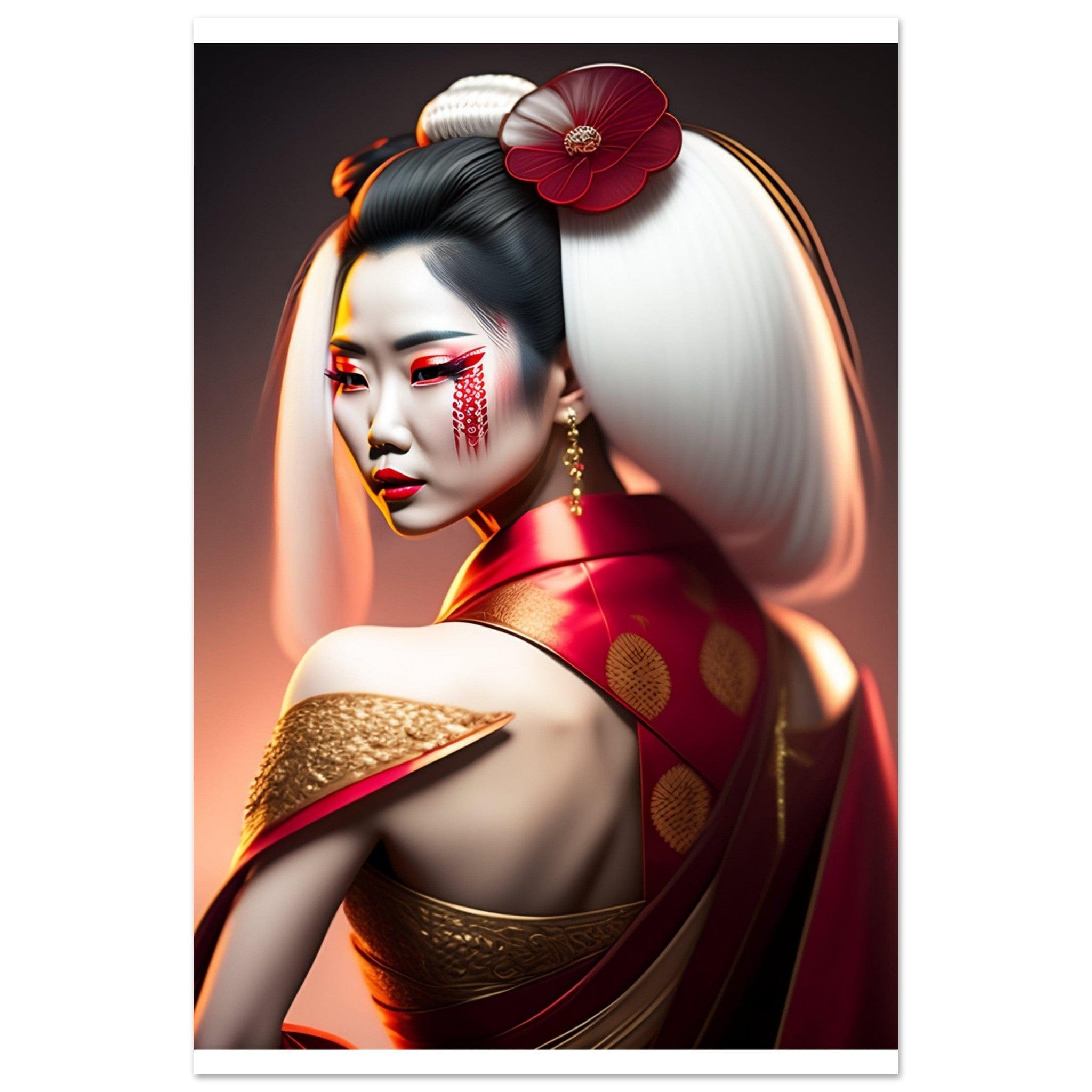 Poster Geisha Japon Long Cheveux Canvanation