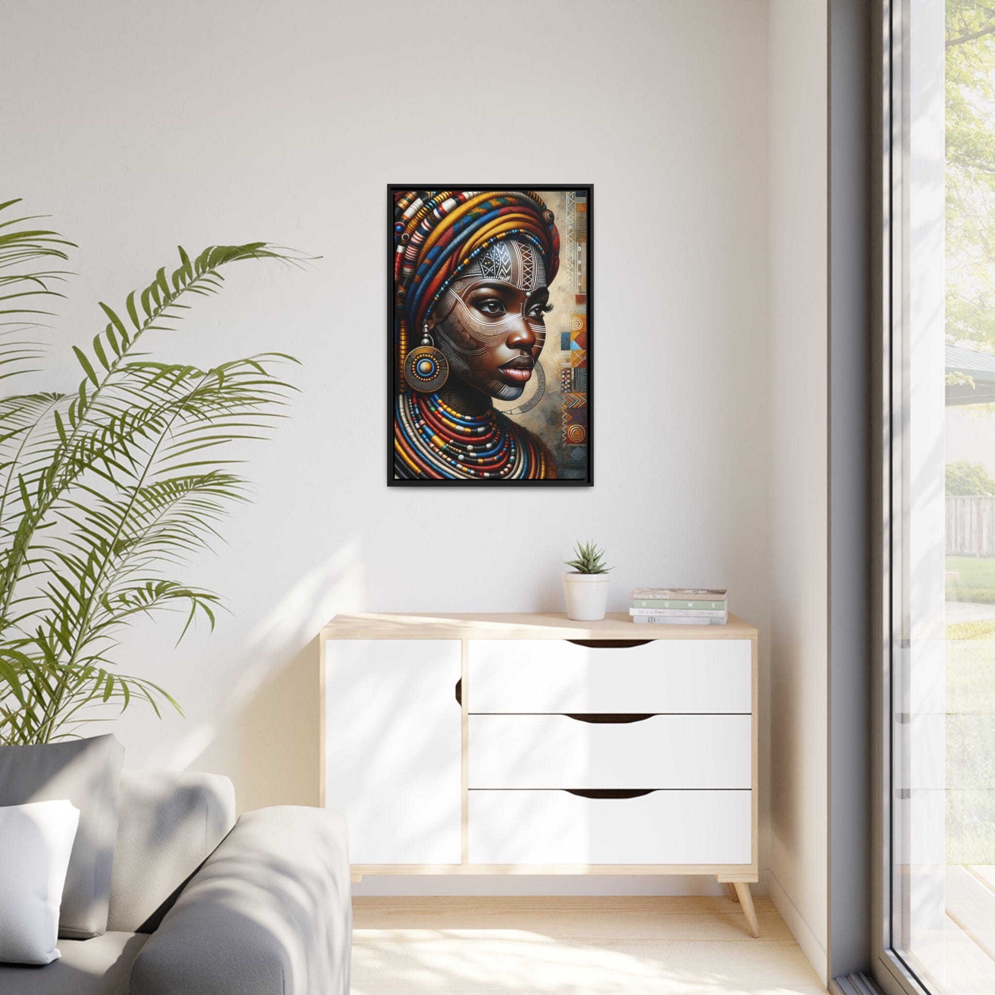 Printify Canvas Tableau "Afrique Féminine: Le Portrait Coloré de la Beauté, la Force et l'Élégance"