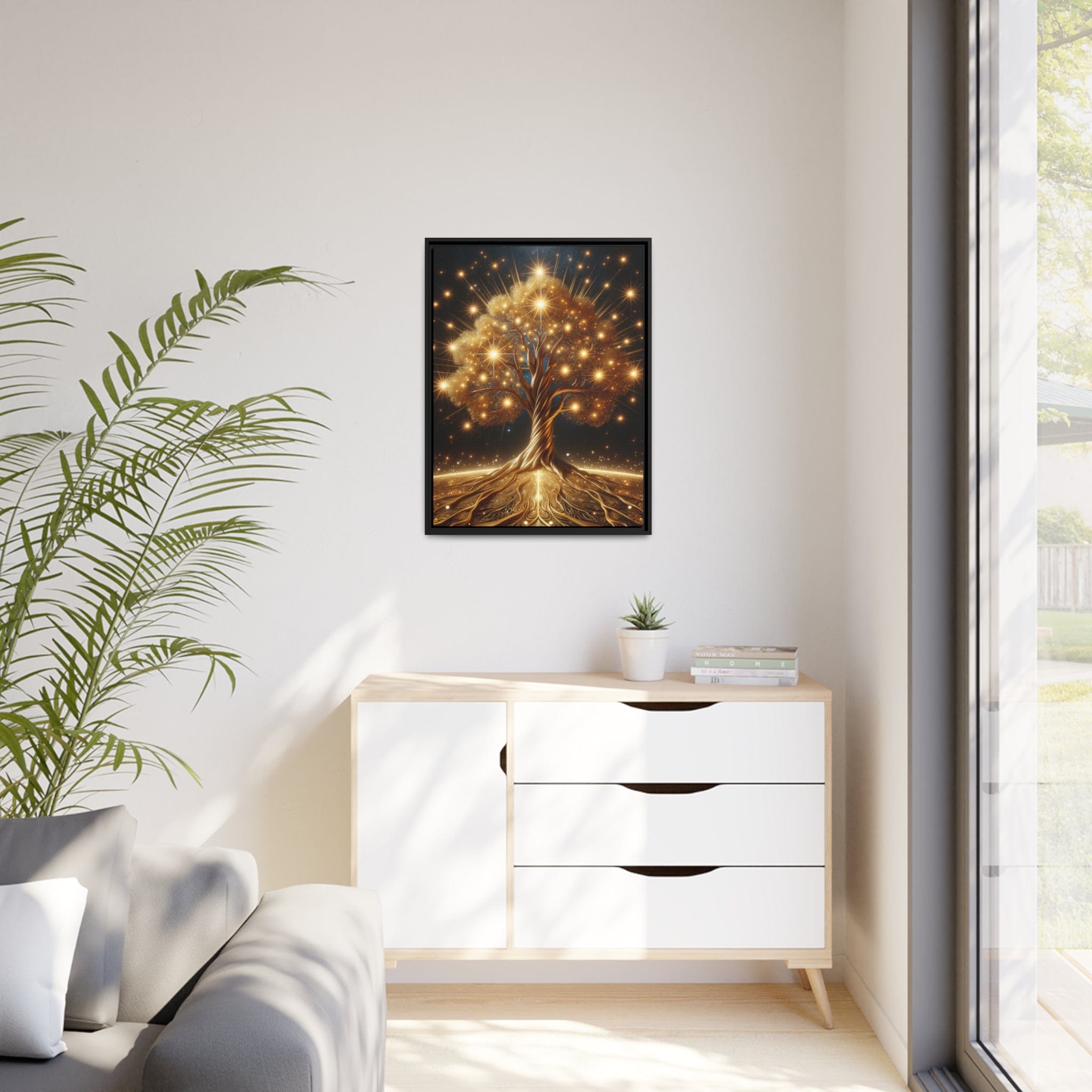 Printify Canvas Tableau Arbre De Vie Les Feuilles D'Or