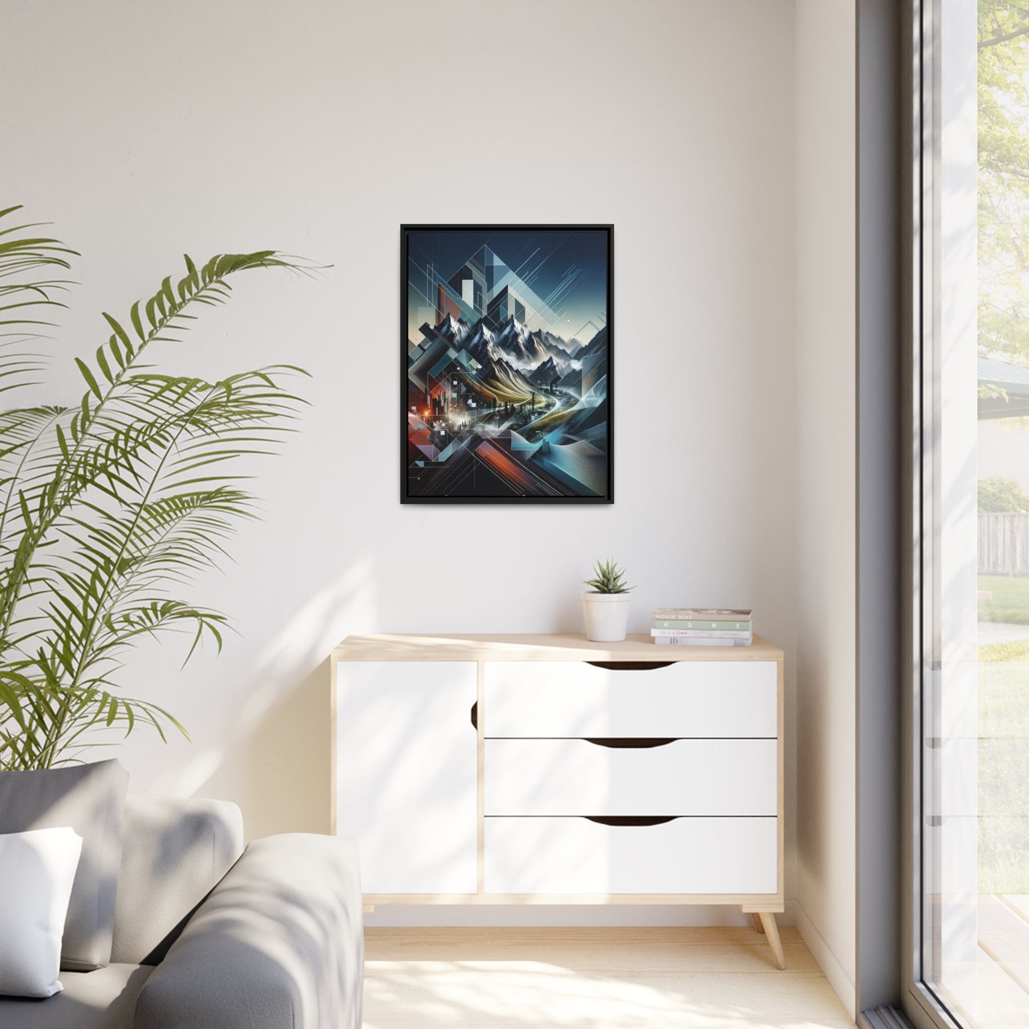 Printify Canvas Tableau "Émerveillement des sommets contemporains : un tableau moderne de montagnes"