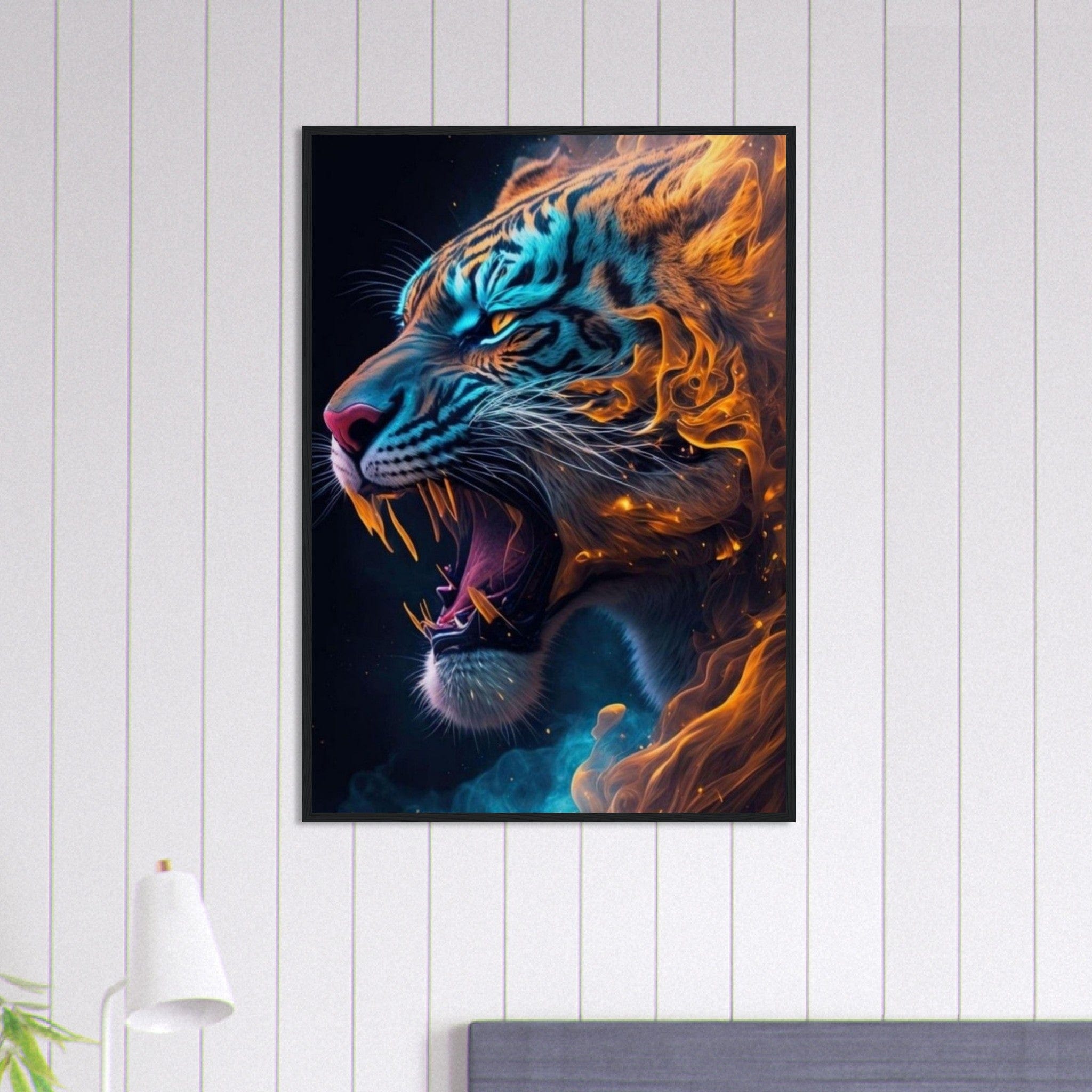 Canvanation Print Material 70x100 cm / 28x40″ Tableau Tigre Enflammé