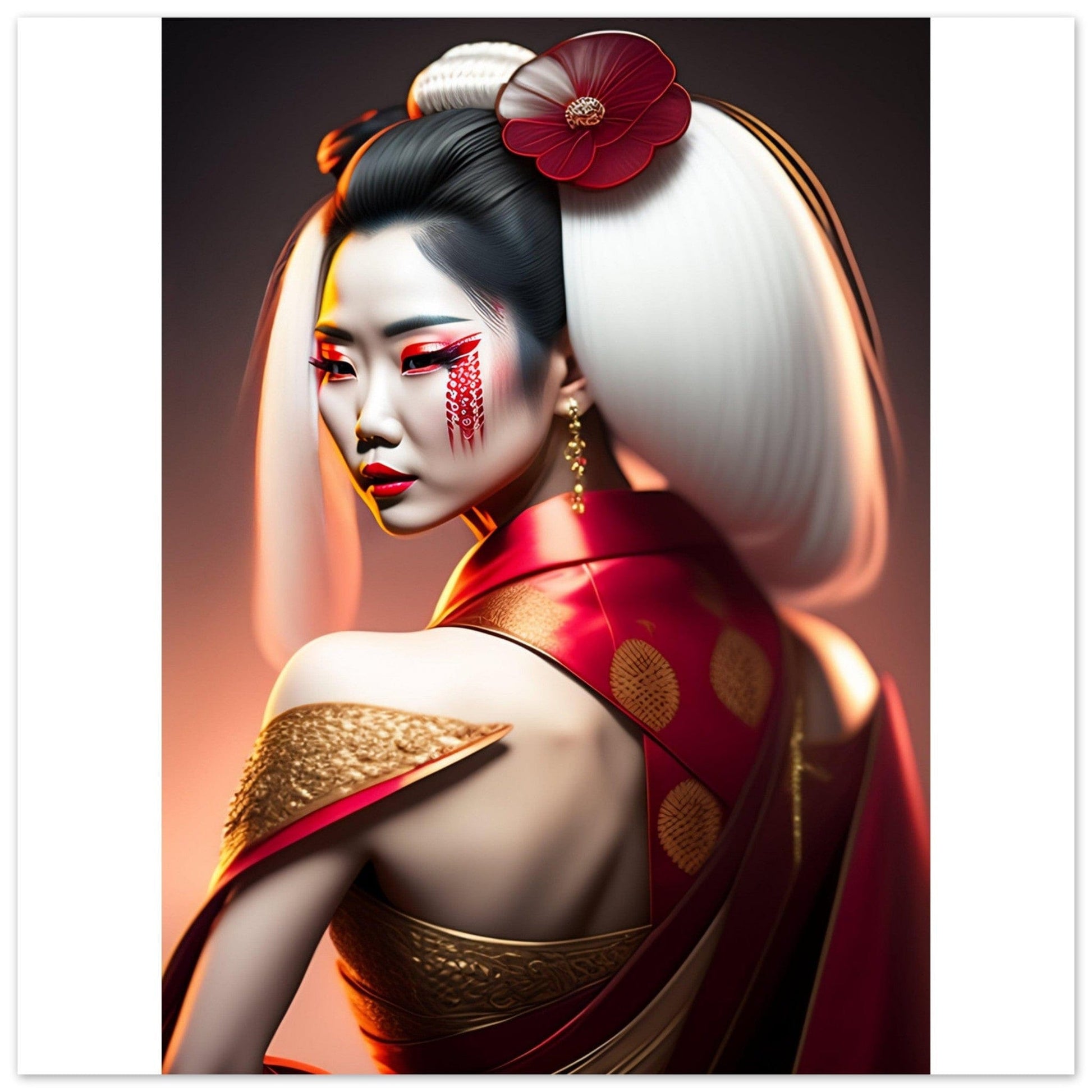 Poster Geisha Japon Long Cheveux Canvanation