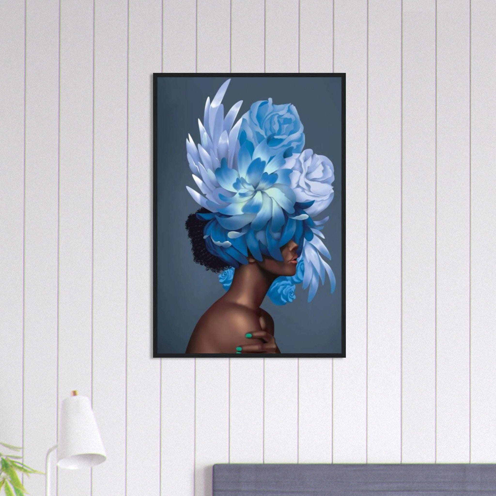 Canvanation Print Material 60x90 cm / 24x36″ Tableau Femme Fleurs Cheveux Bleu