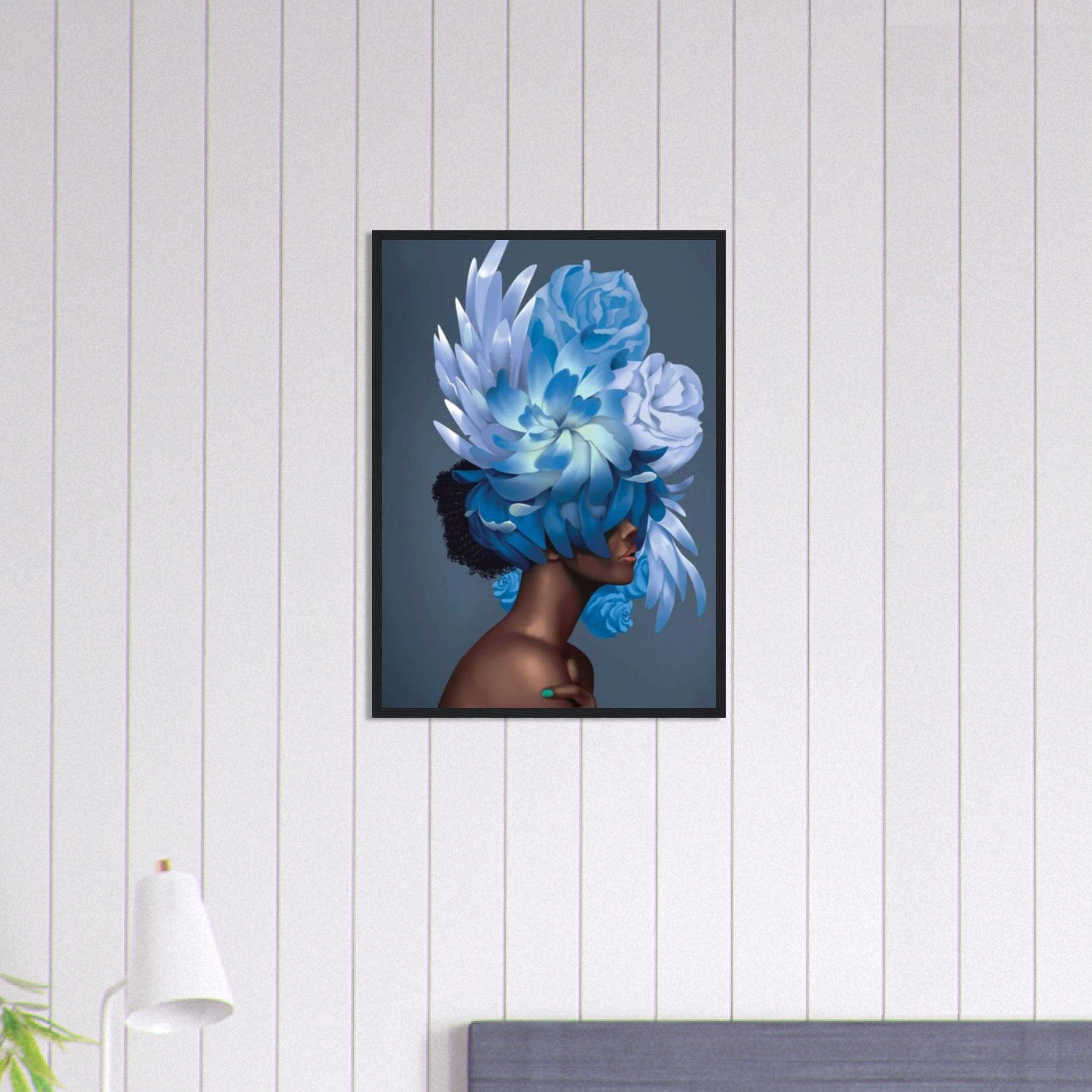 Canvanation Print Material 50x70 cm / 20x28″ Tableau Femme Fleurs Cheveux Bleu