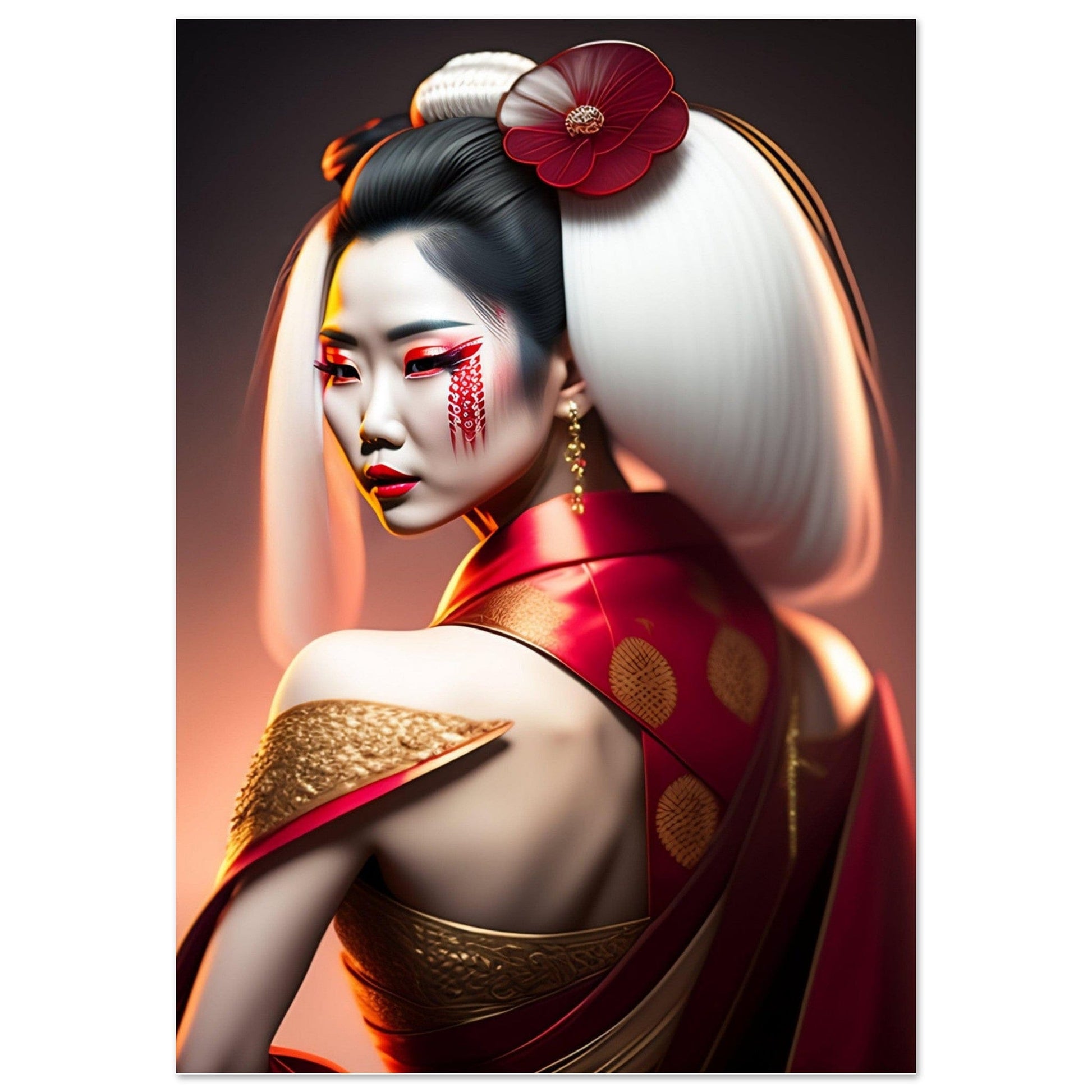 Poster Geisha Japon Long Cheveux Canvanation