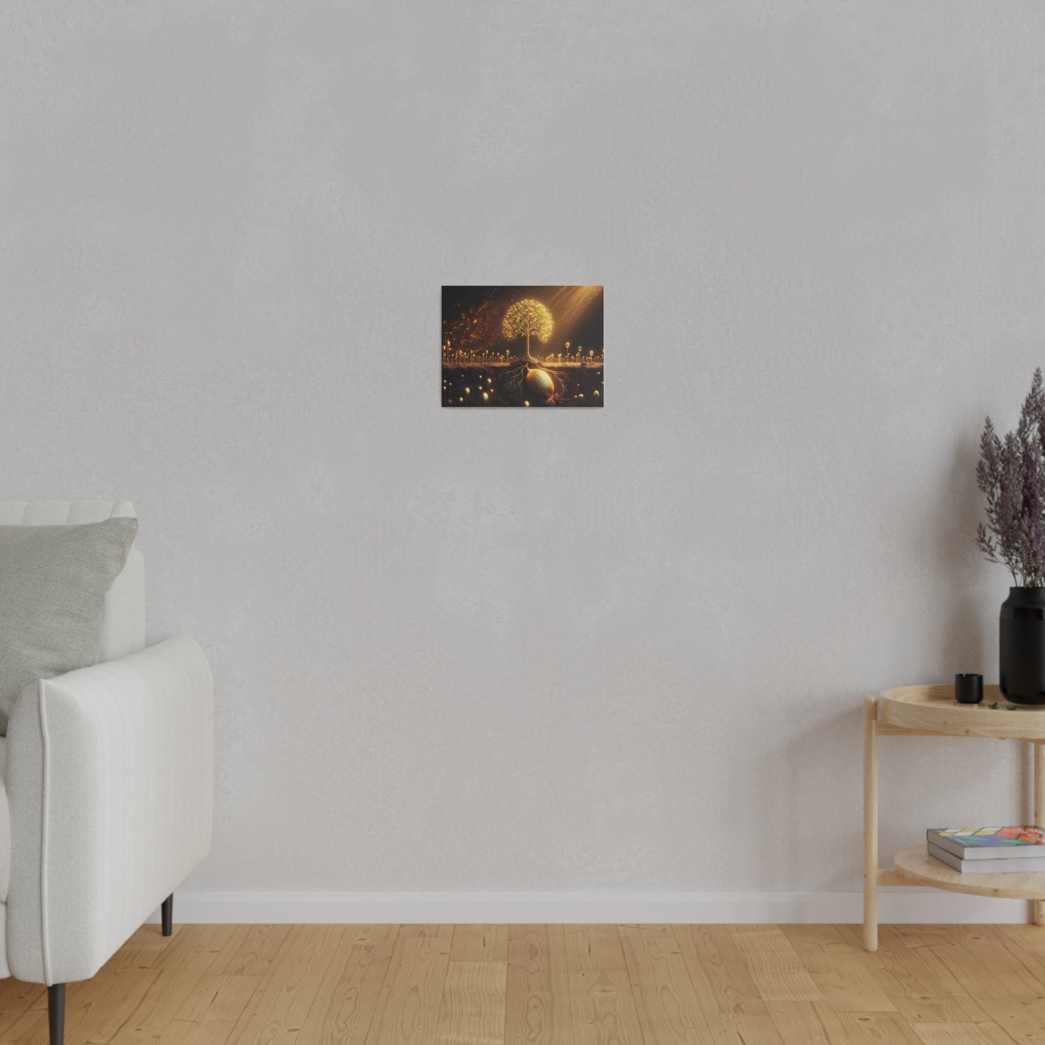 Printify Canvas Tableau L'Arbre de Vie scintillant d'or