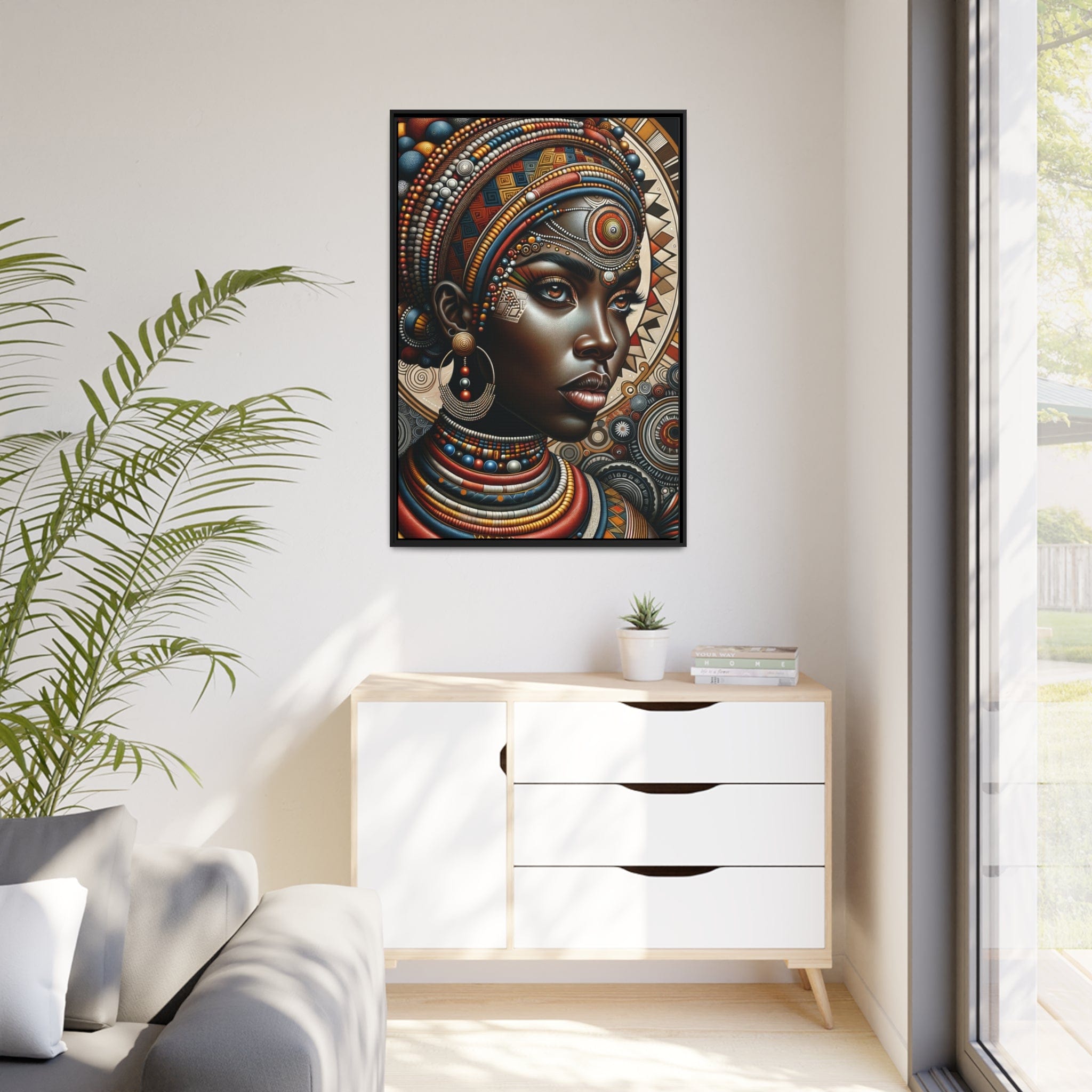 Printify Canvas Tableau "La beauté et la grâce de la femme africaine : Un tableau vibrant de couleurs et de culture"