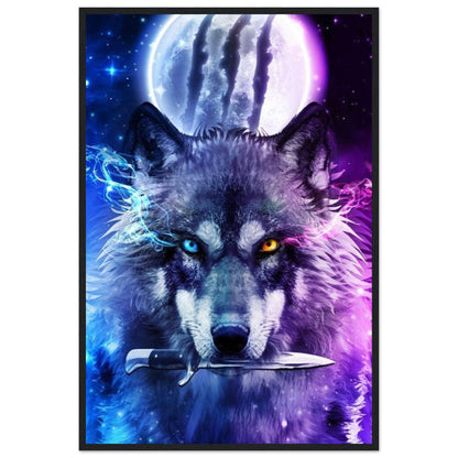 Tableau Loup Violet Et Bleu - Canvanation