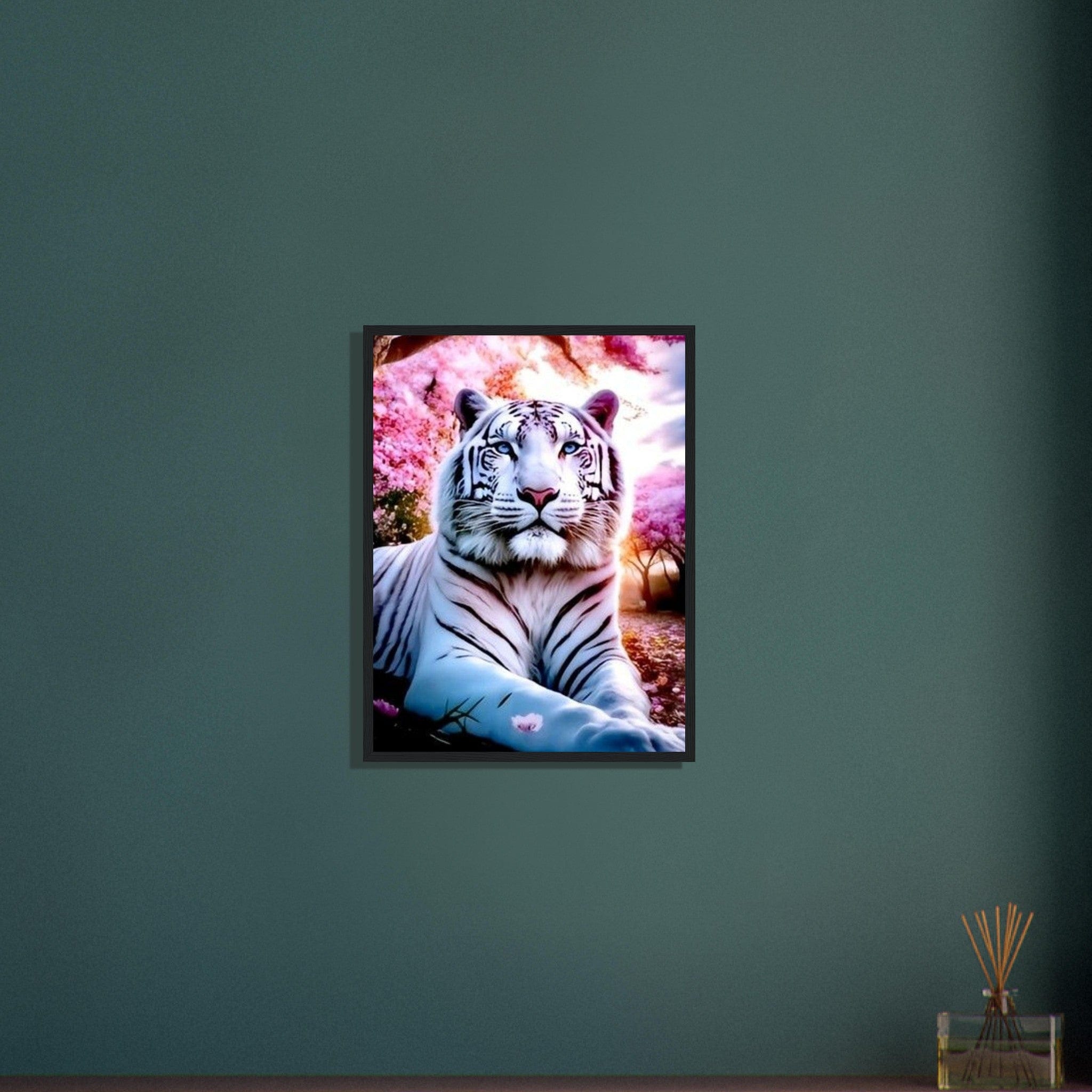 Tableau Tigre Blanc Fleurs De Cerisier - Canvanation