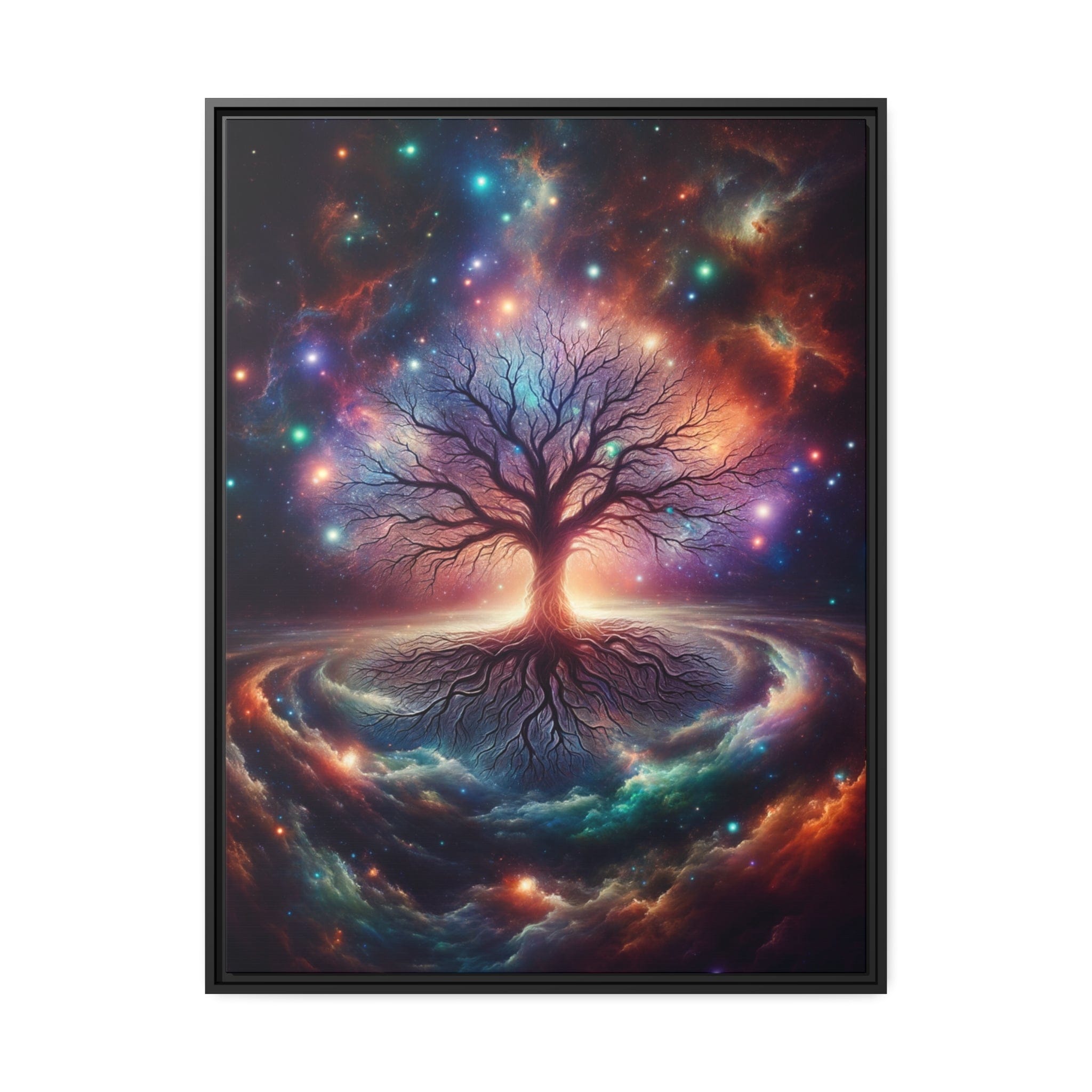 Printify Canvas 30" x 40" (Vertical) / Cadre Noir Tableau Arbre De Vie La Danse Des Couleurs