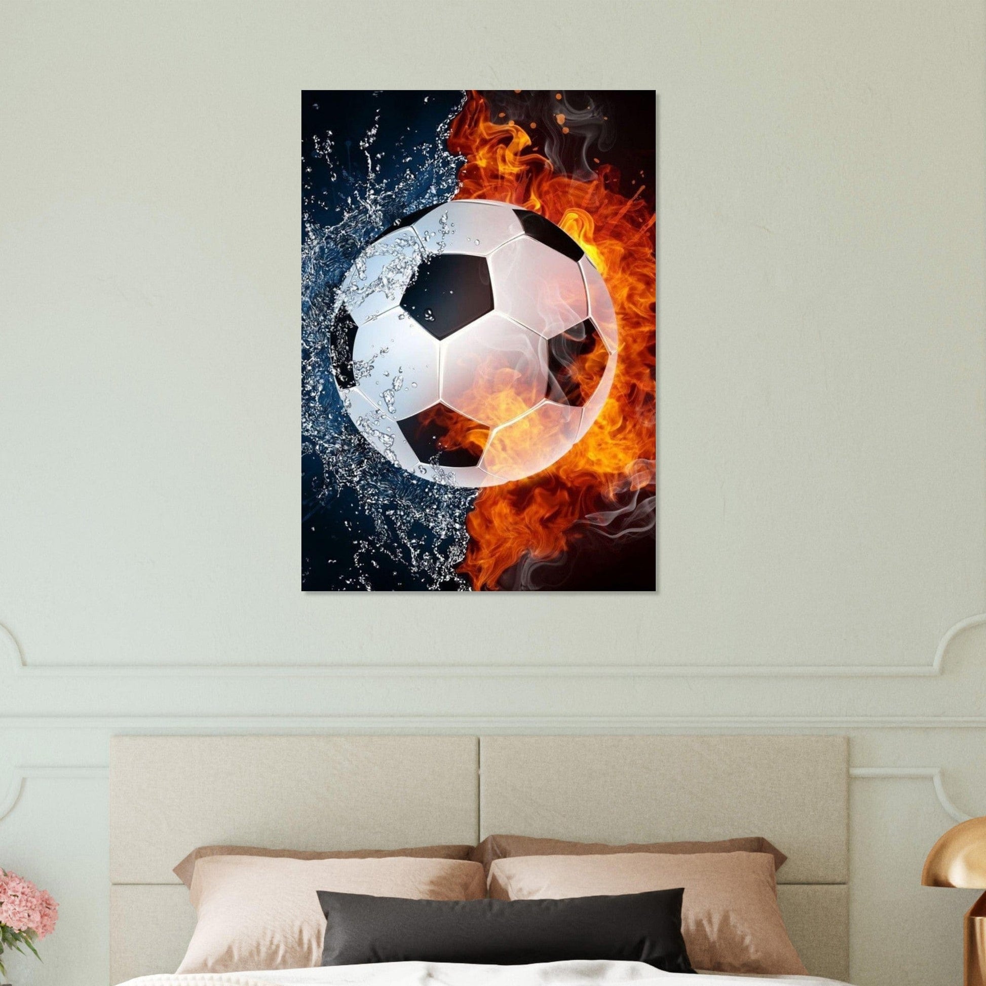 Poster Ballon Football Feu Eau