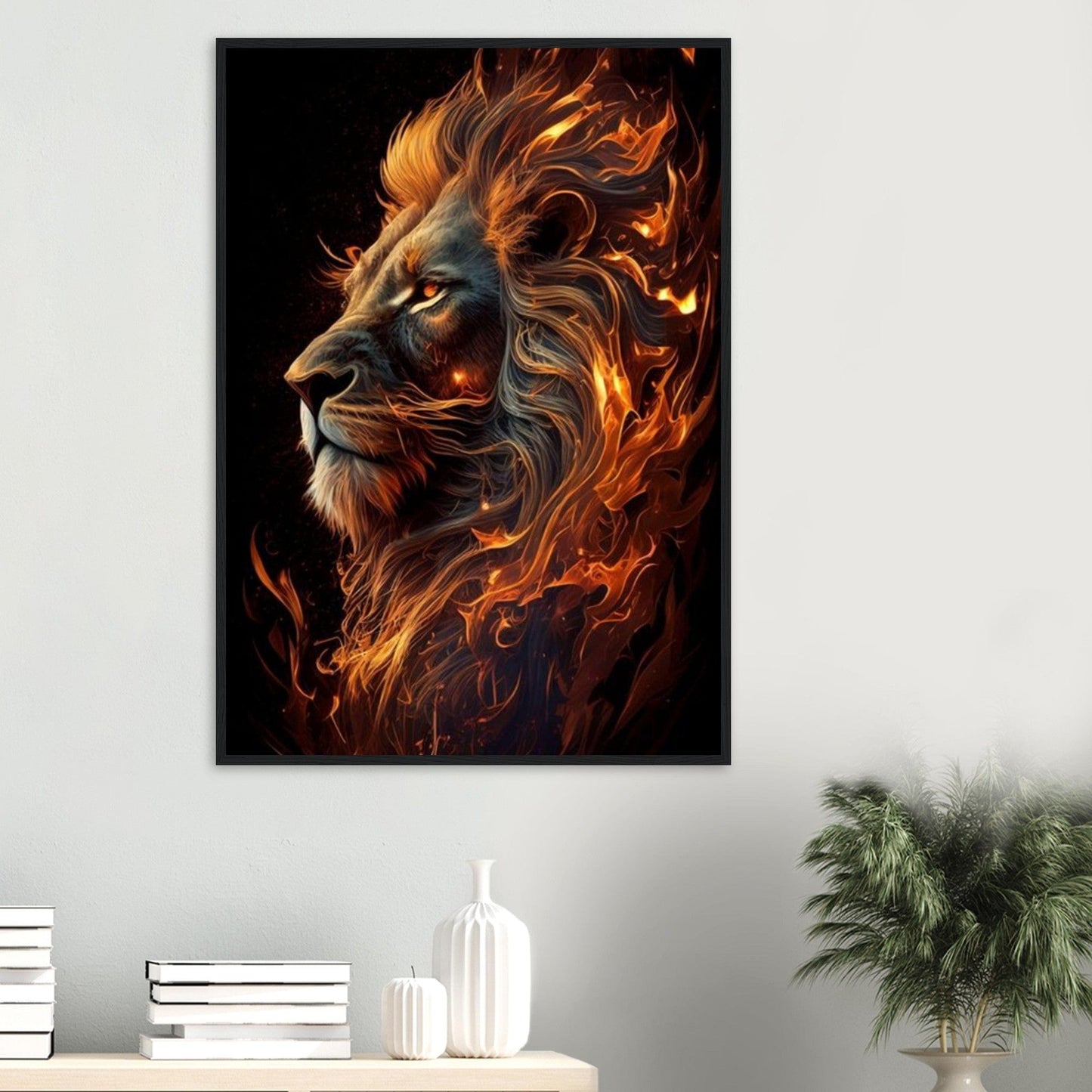 Tableau Lion Art Feu