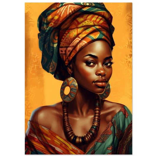 Tableau Africain Femme Turban - Canvanation