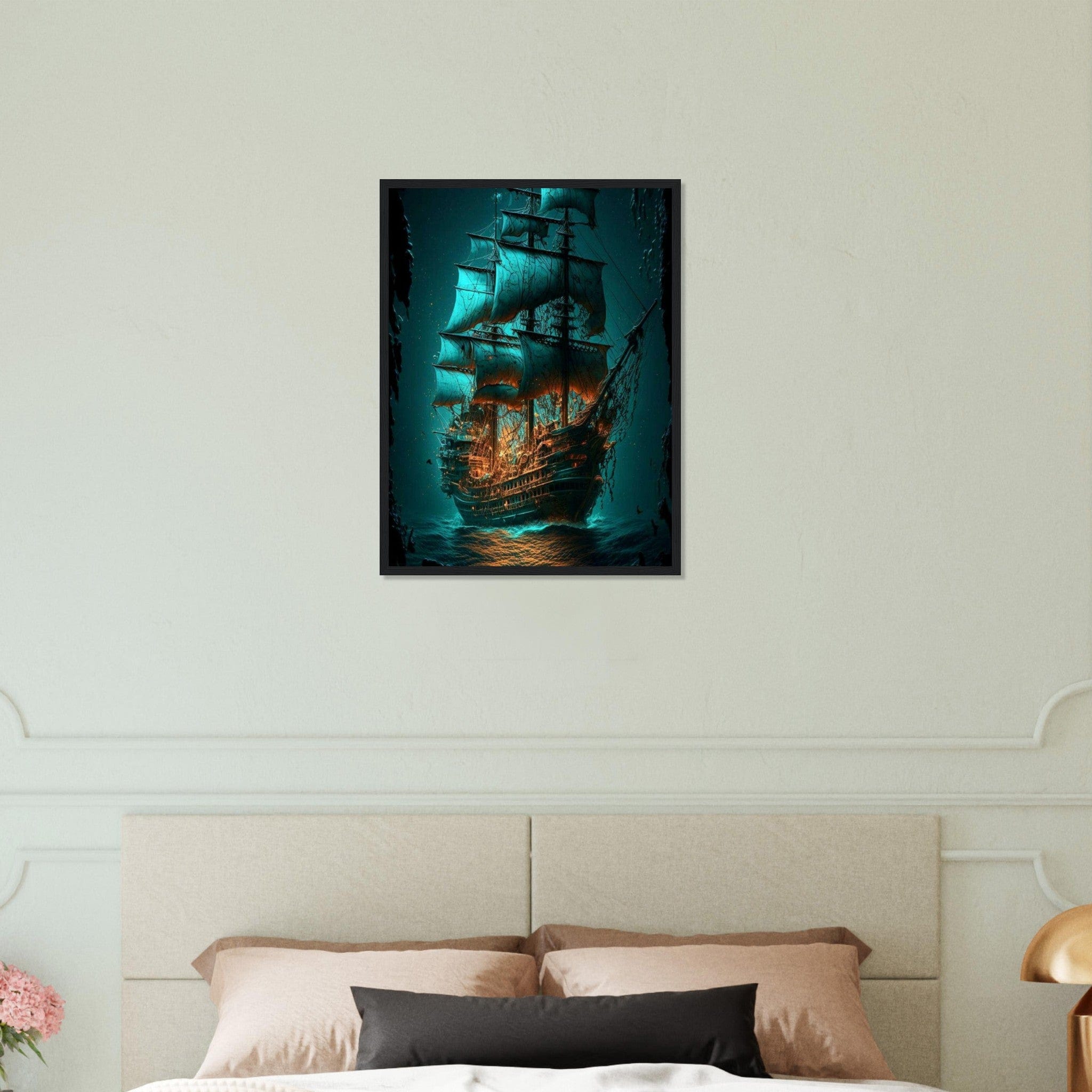 Canvanation Print Material 45x60 cm / 18x24″ Tableau Voilier Pirate De Nuit